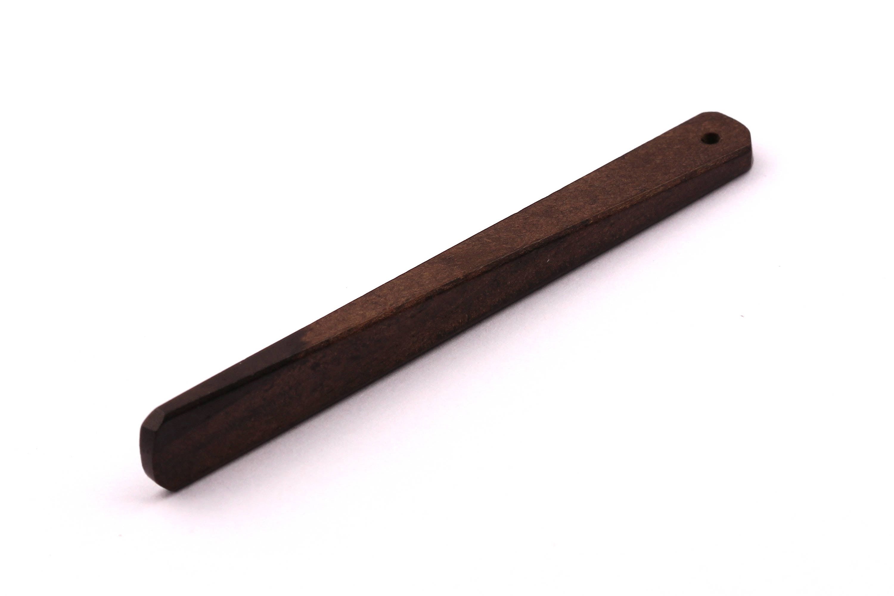 Wood Earring Charms - Hammered Long Bar Shaped - Ebony Wood Charms for Necklace and Earrings - Wooden Beads - 65x7x3mm - BB1034E - DOMEDBAZAAR