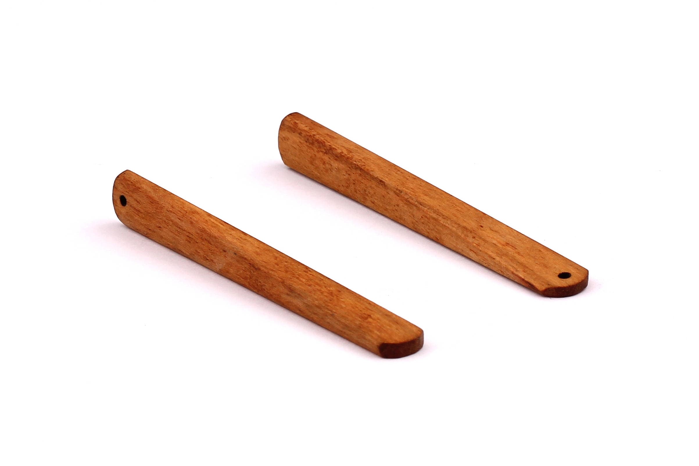 Wood Earring Charms - Hammered Long Bar Shaped - Natural Wooden Charms for Necklace and Earrings - Wooden Beads - 65x7x3mm - BB1034W - DOMEDBAZAAR