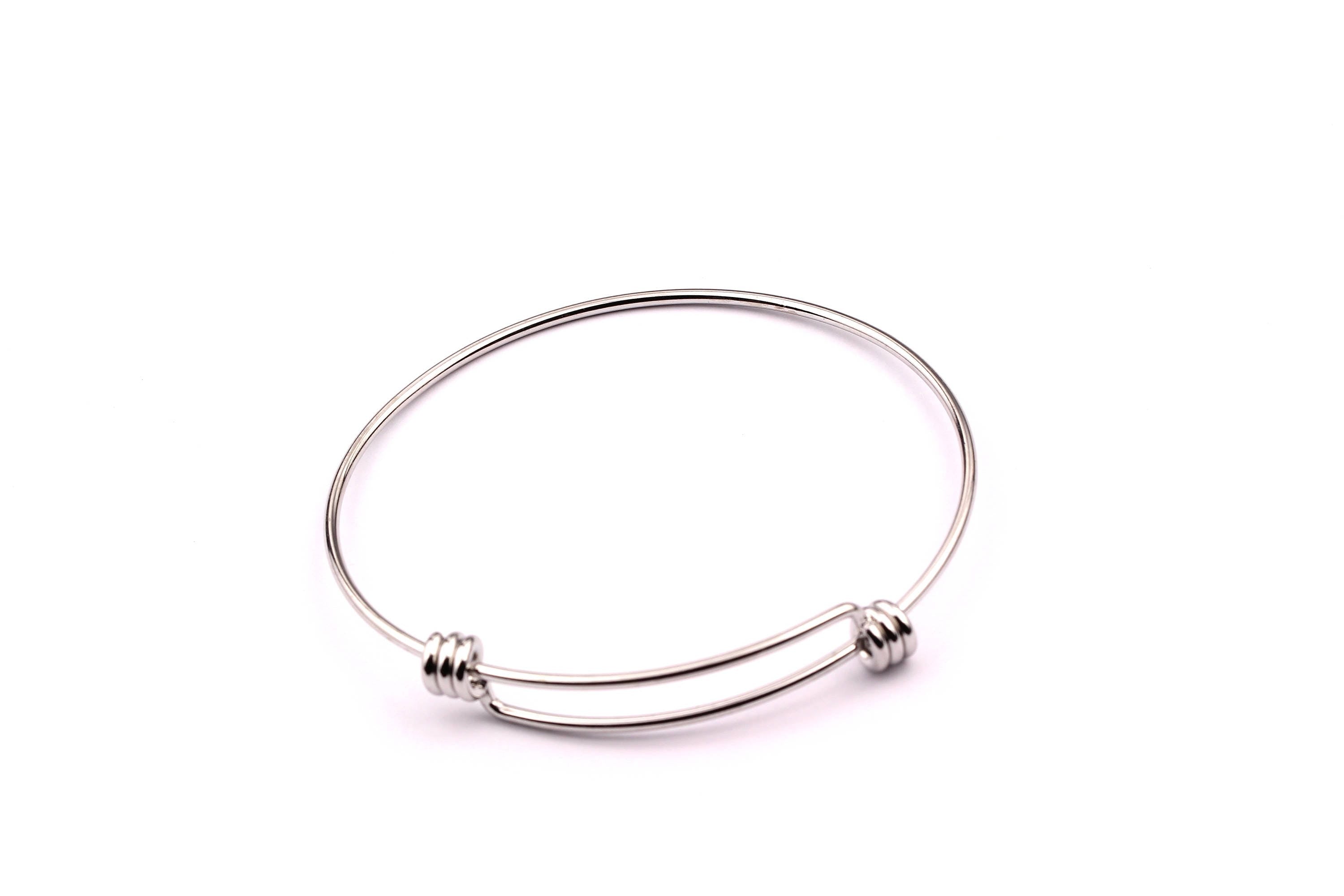 Adjustable Bangle Bracelet - Stainless Steel Bracelet - 3 Loops - Expandable Wire Bangle For Charms - Jewelry Supplies - 70x1.6mm - SS1003 - DOMEDBAZAAR