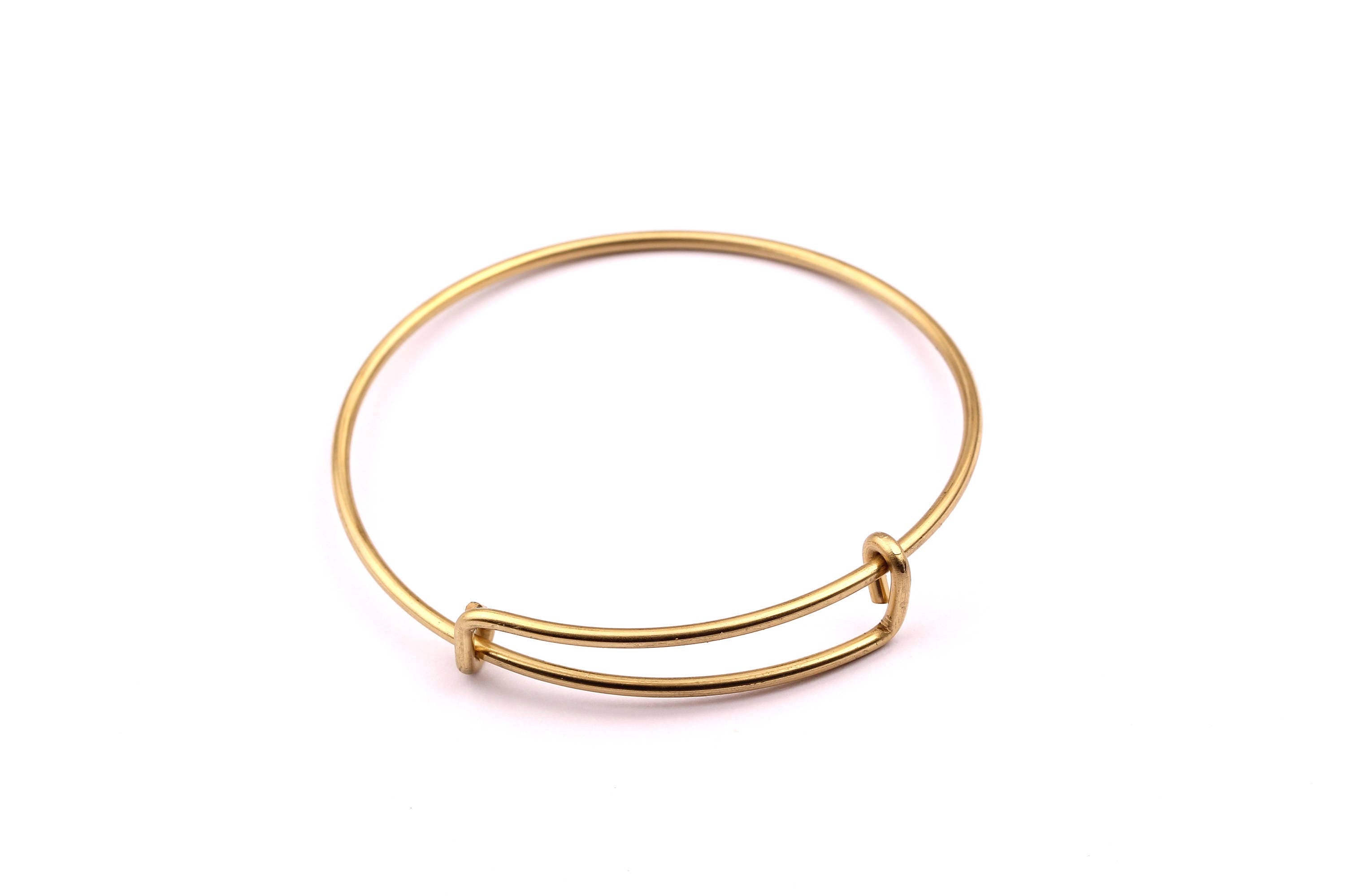 Adjustable Bangle Bracelet - Raw Brass Bracelet - One Loop - Expandable Wire Bangle For Charms - Jewelry Supplies - 64x1.65mm - PP1001 - DOMEDBAZAAR