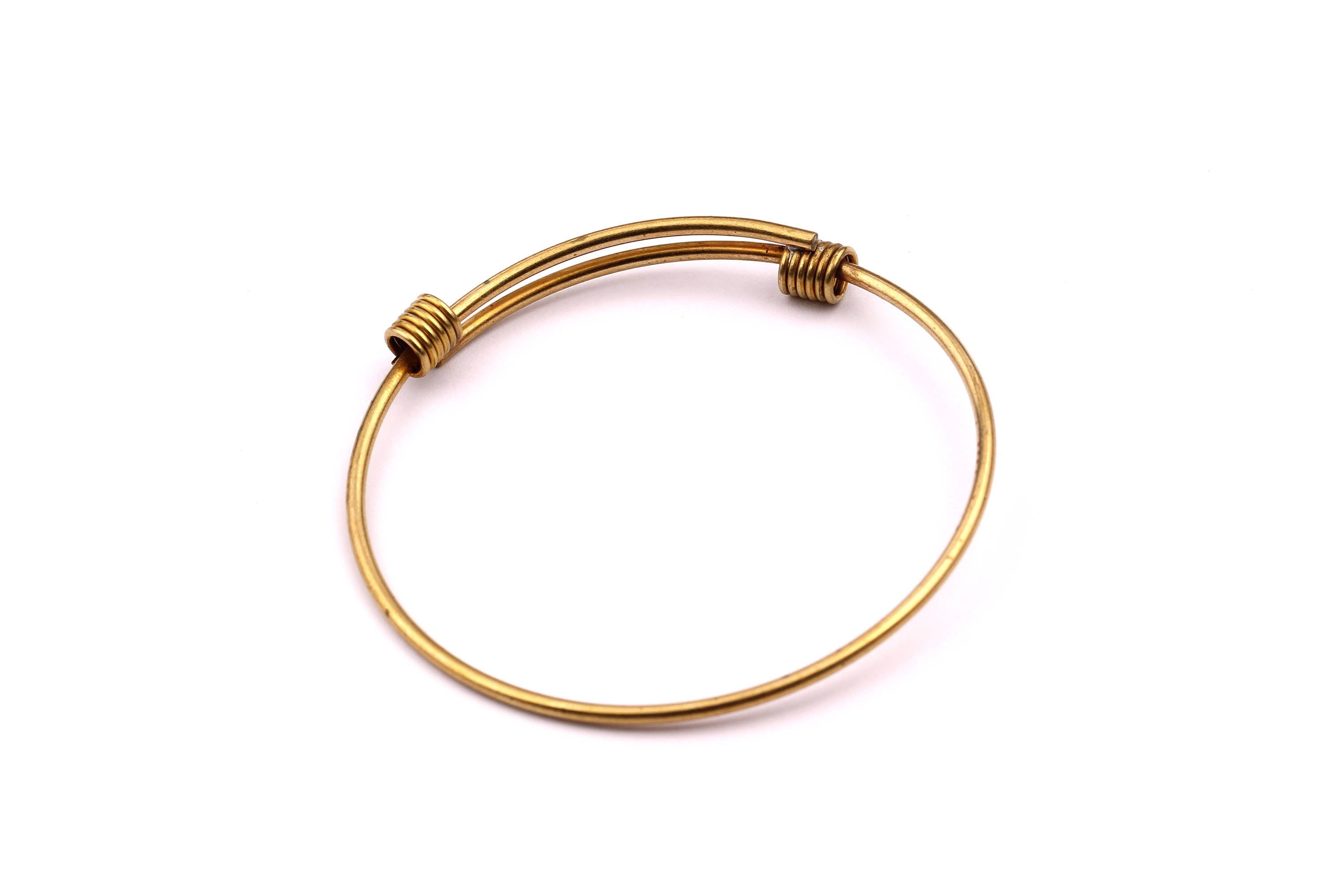 Adjustable Bangle Bracelet - Raw Brass Bracelet - Six Loops - Expandable Wire Bangle For Charms - Jewelry Supplies - 63x2mm - PP1003 - DOMEDBAZAAR