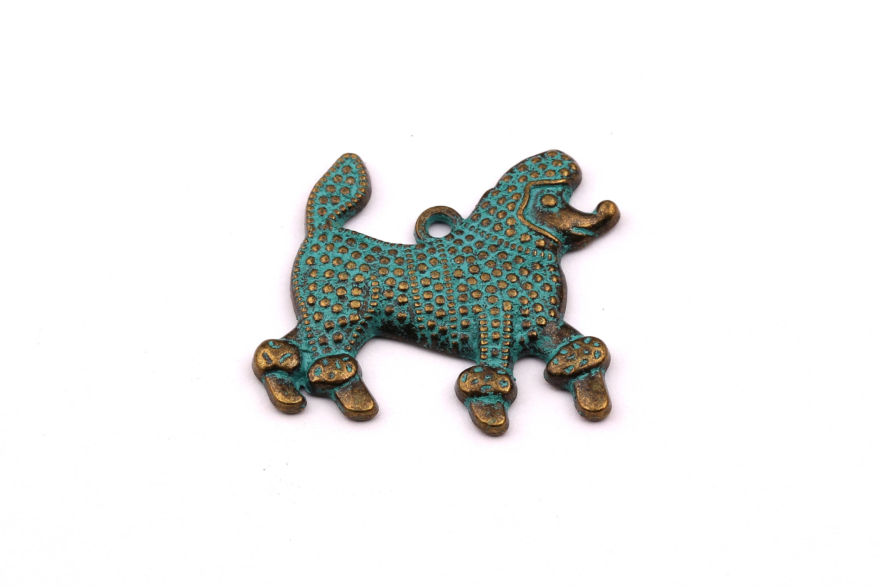 Faux Patina Pendant - Dog Shaped - Alloy Charms - Antique Bronze Tone Necklace - Zinc Alloy Beads - Jewelry Supplies - 28x30x2.5mm ZZ1022 - DOMEDBAZAAR