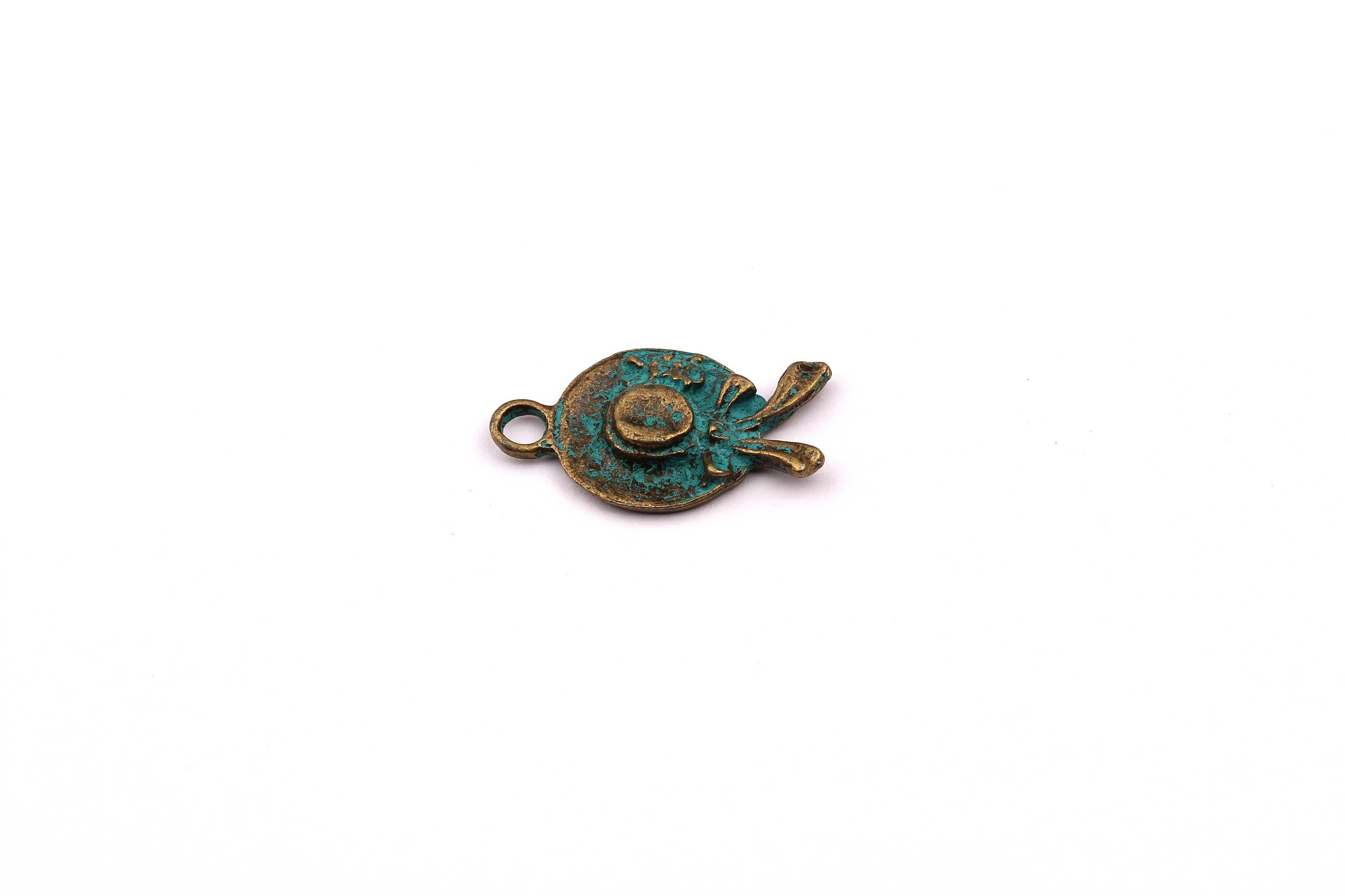 Faux Patina Pendant - Hat Shaped - Alloy Charms - Antique Bronze Tone Necklace - Zinc Alloy Beads - Jewelry Supplies - 25x15x1.7mm ZZ1031 - DOMEDBAZAAR