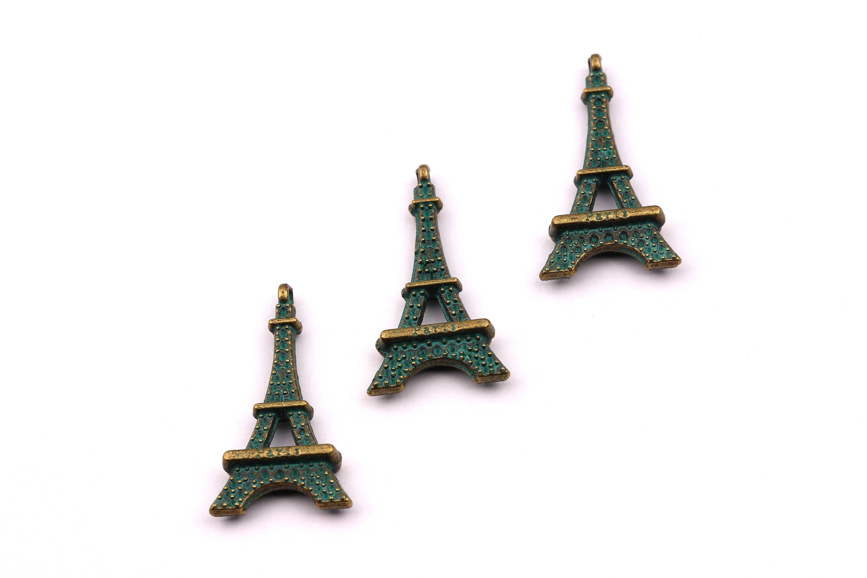 Faux Patina Pendant - Eiffel Shaped - Alloy Charms - Antique Bronze Tone Necklace - Zinc Alloy Beads - Jewelry Supplies - 30x15x2.5mm ZZ1053 - DOMEDBAZAAR