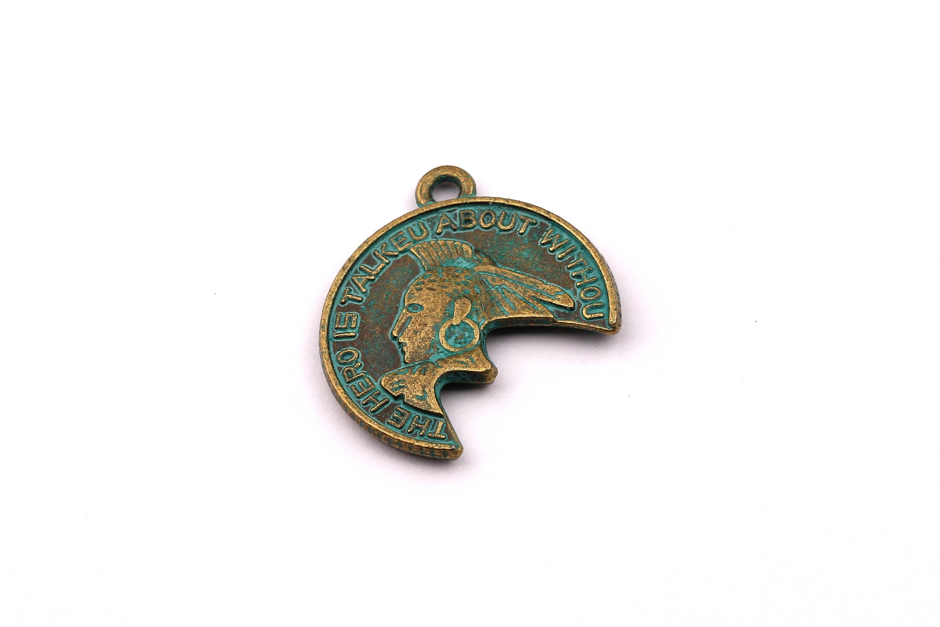 Faux Patina Pendant - Break Shaped - Alloy Charms - Antique Bronze Tone Necklace - Zinc Alloy Beads - The Hero Pendant - 24x2mm ZZ1060 - DOMEDBAZAAR