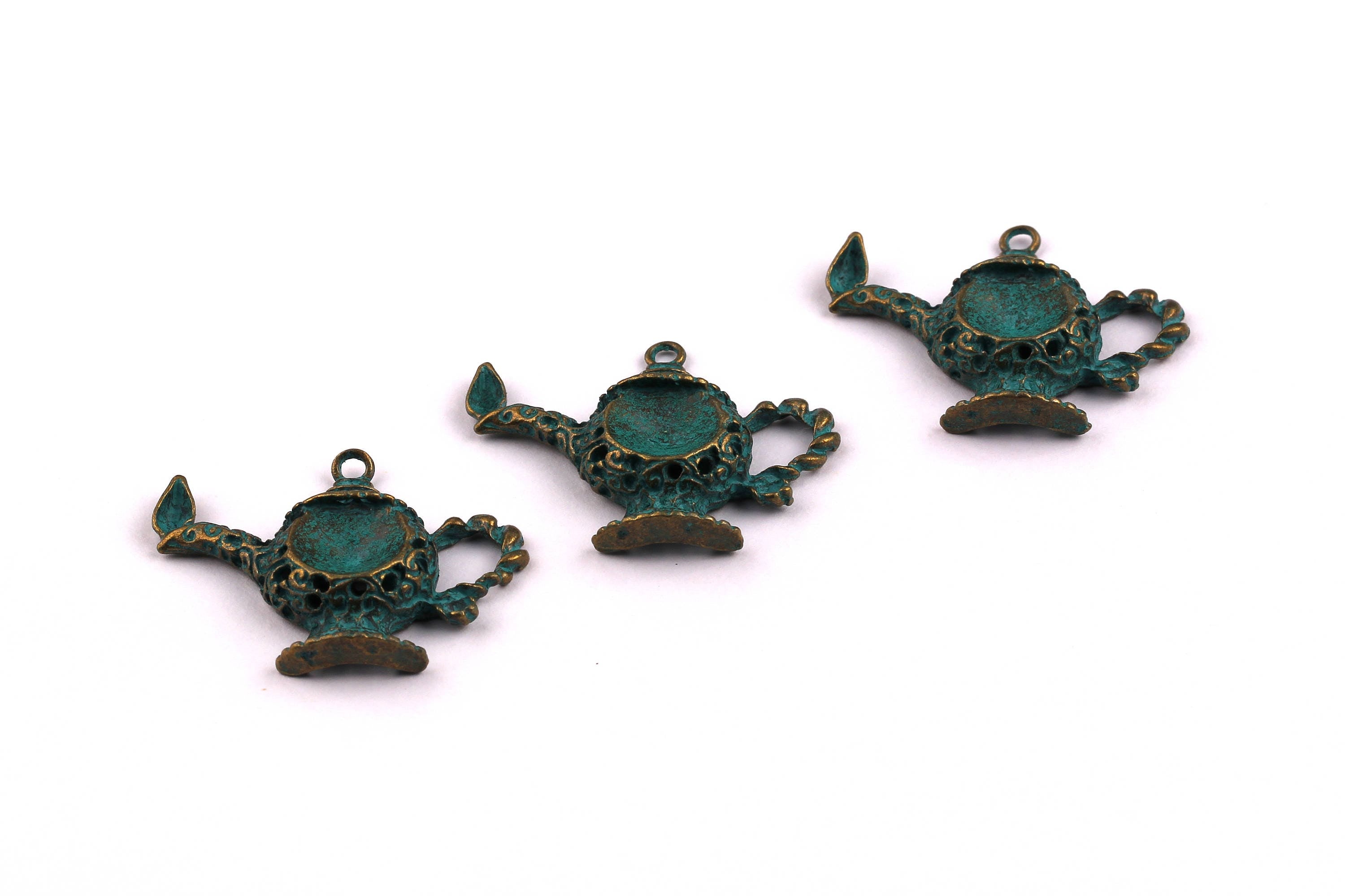 Faux Patina Pendant - Teapot Shaped - Alloy Charms - Antique Bronze Tone Necklace - Zinc Alloy Beads - Jewelry Supplies - 25.35x3mm ZZ1038 - DOMEDBAZAAR