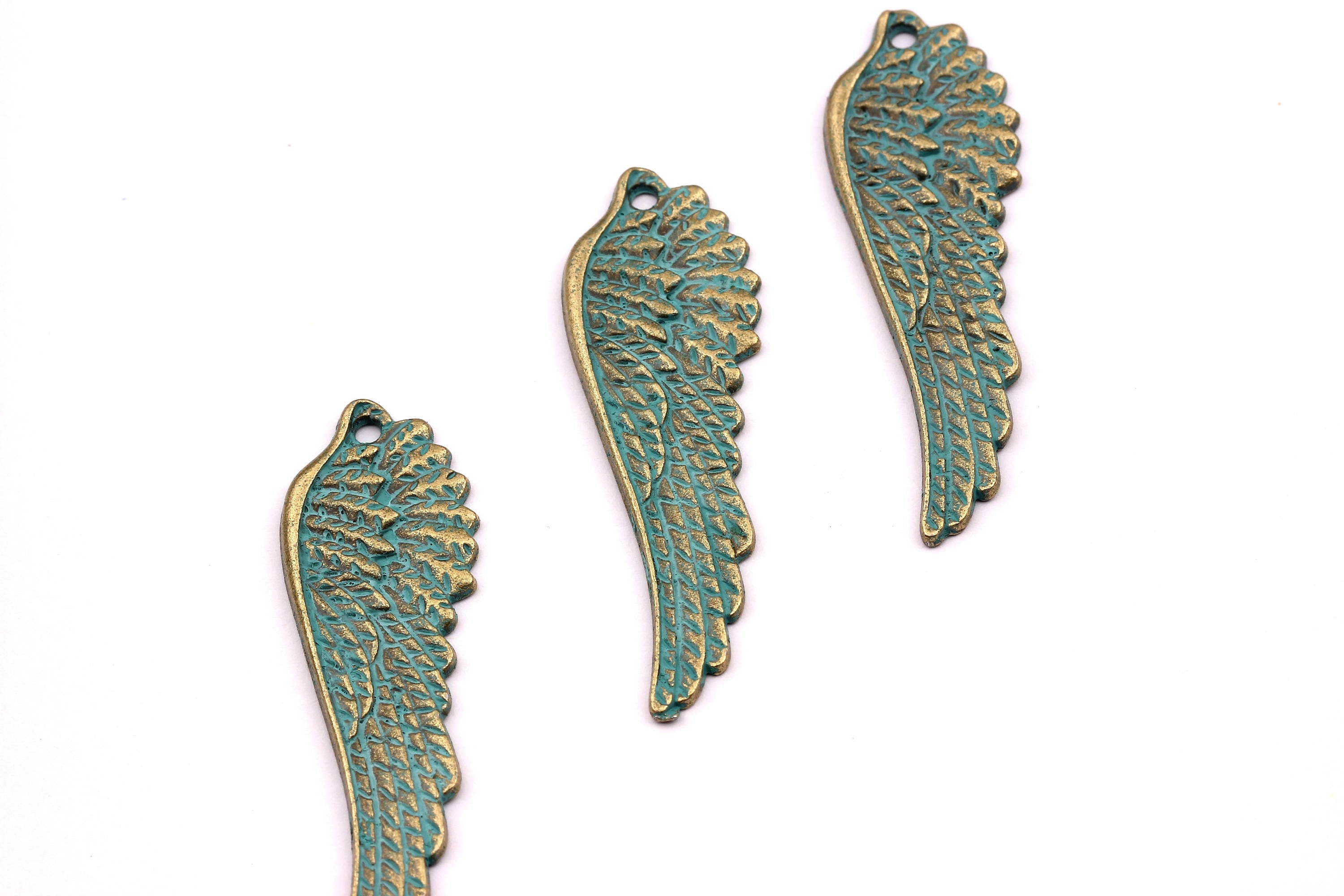 Faux Patina Pendant - Wing Shaped - Alloy Charms - Antique Bronze Tone Necklace - Zinc Alloy Beads - Jewelry Supplies - 49x25mm ZZ1072 - DOMEDBAZAAR