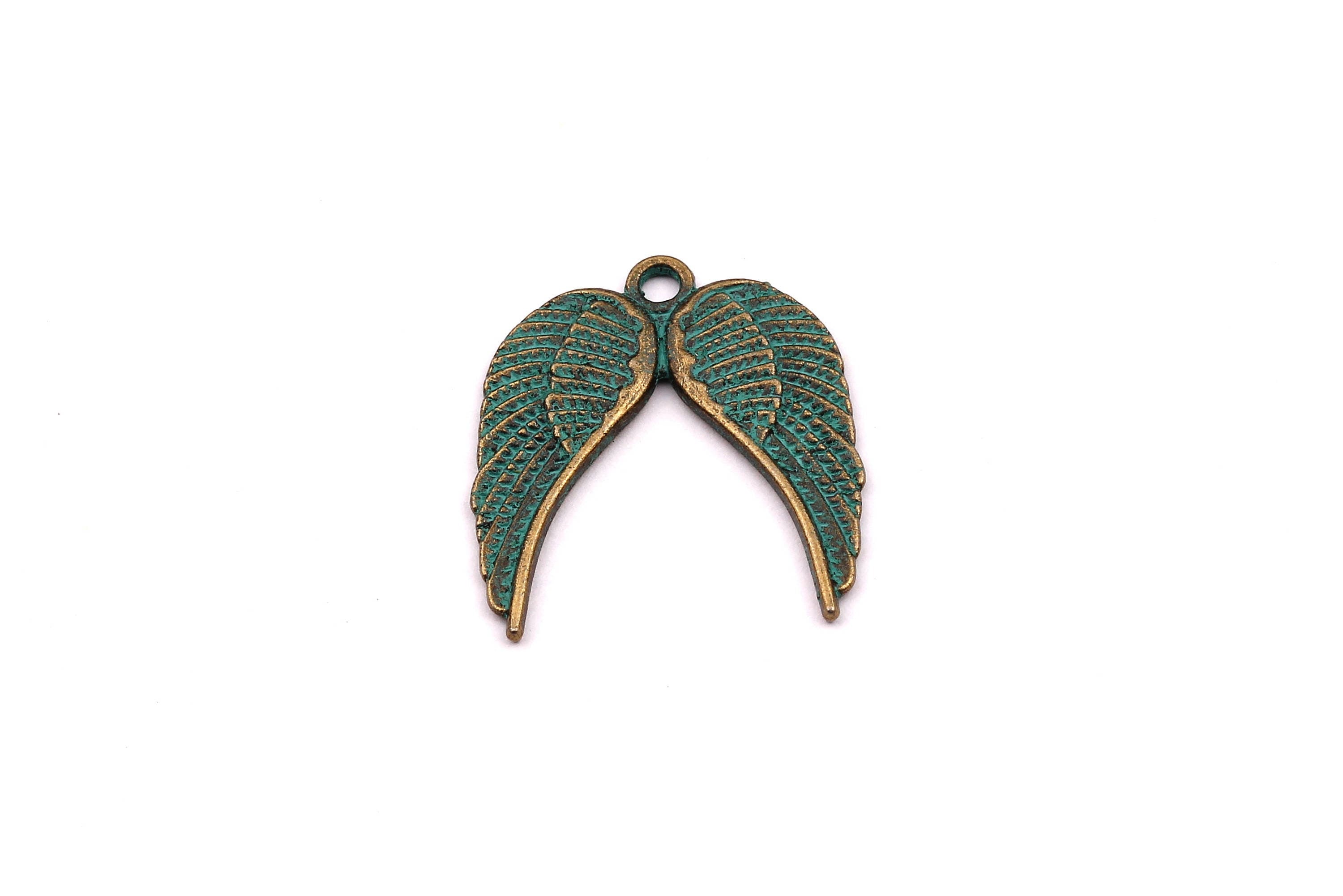 Faux Patina Pendant - Wings Shaped - Alloy Charms - Antique Bronze Tone Necklace - Zinc Alloy Beads - Jewelry Supplies -20x18x1.2mm ZZ1080 - DOMEDBAZAAR