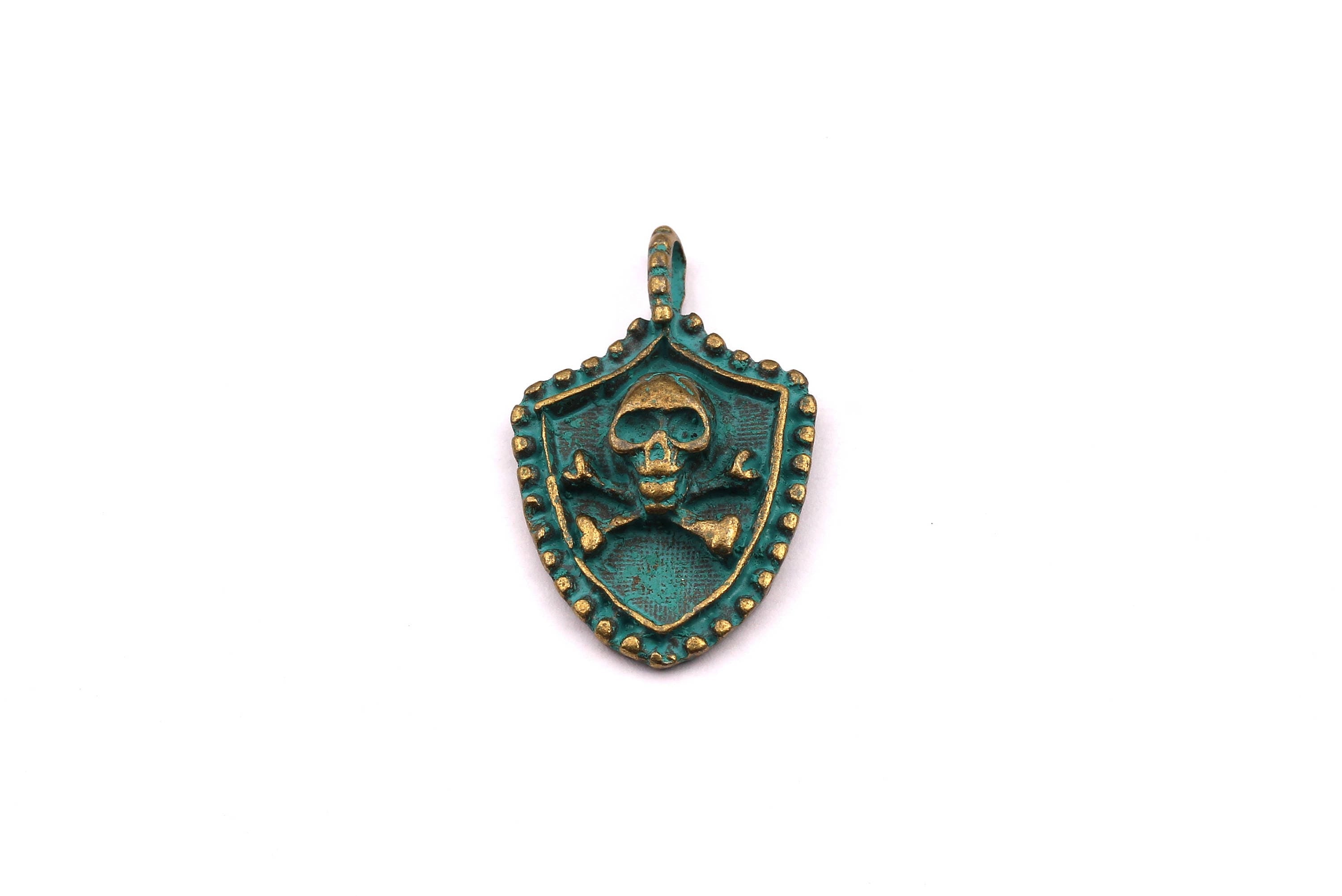 Faux Patina Pendant - Pirate Shaped - Alloy Charms - Antique Bronze Tone Necklace - Zinc Alloy Beads - Jewelry Supplies - 28x17x4.5mm ZZ1088 - DOMEDBAZAAR