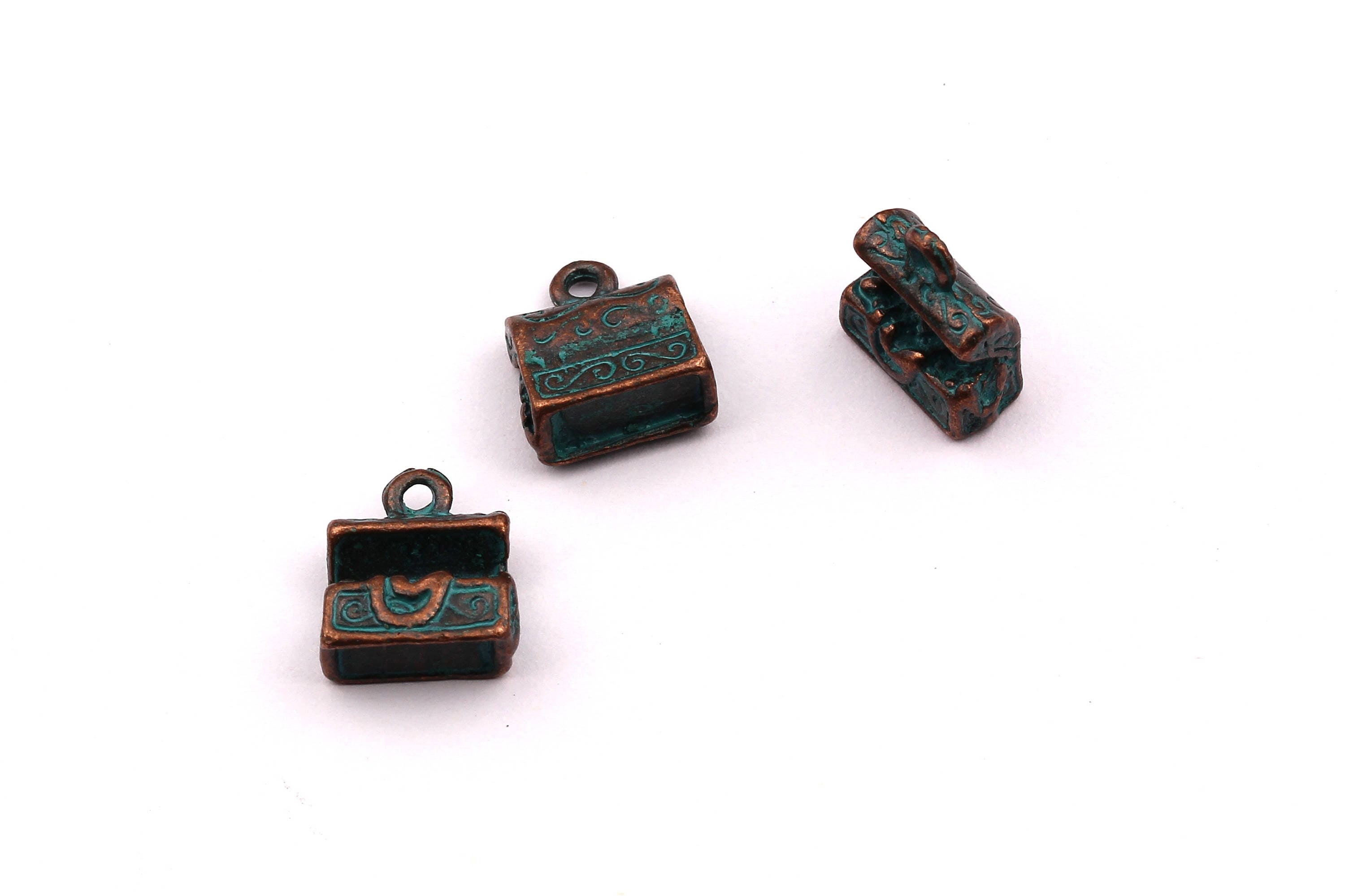 Faux Patina Beads - Chest Shaped - Alloy Charms - Antique Bronze Tone Necklace - Zinc Alloy Pendant - Jewelry Supplies - 10x9mm ZZ1107 - DOMEDBAZAAR