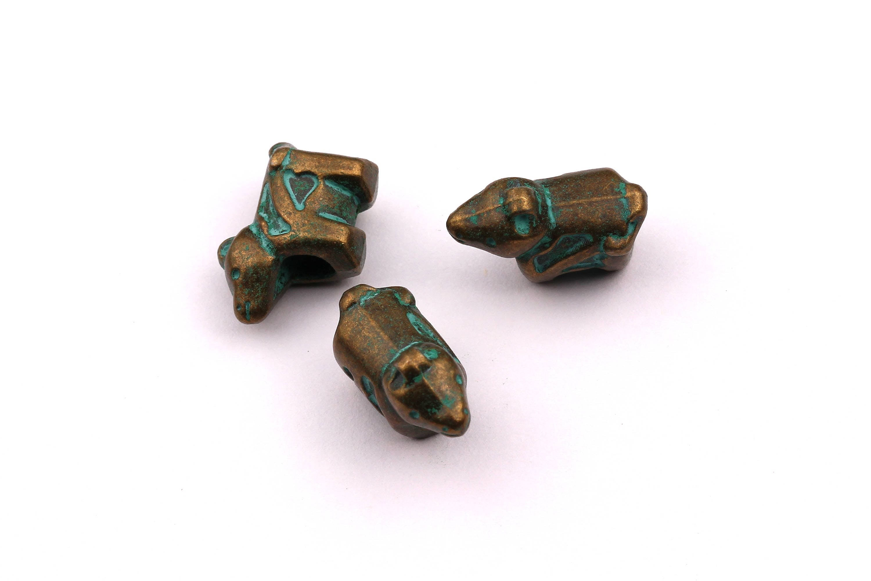 Faux Patina Beads - Dog Shaped - Alloy Charms - Antique Bronze Tone Necklace - Zinc Alloy Pendant - Jewelry Supplies - 17x8mm ZZ1108 - DOMEDBAZAAR