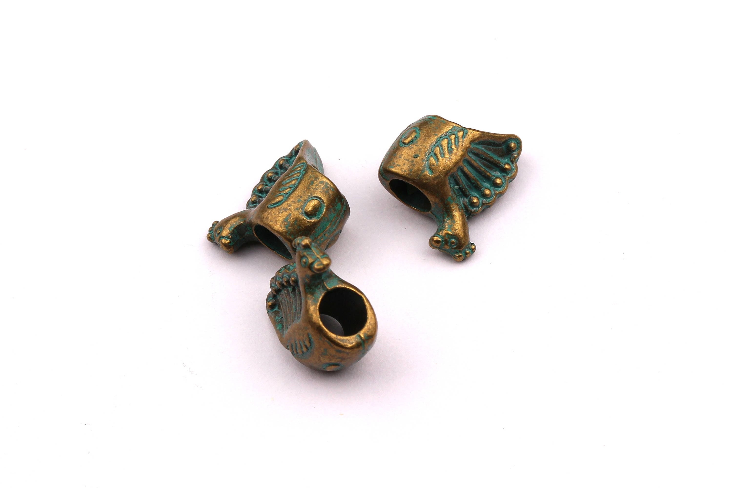 Faux Patina Beads - Peacock Shaped - Alloy Charms - Antique Bronze Tone Necklace - Zinc Alloy Pendant - Jewelry Supplies - 15x8mm ZZ1109 - DOMEDBAZAAR