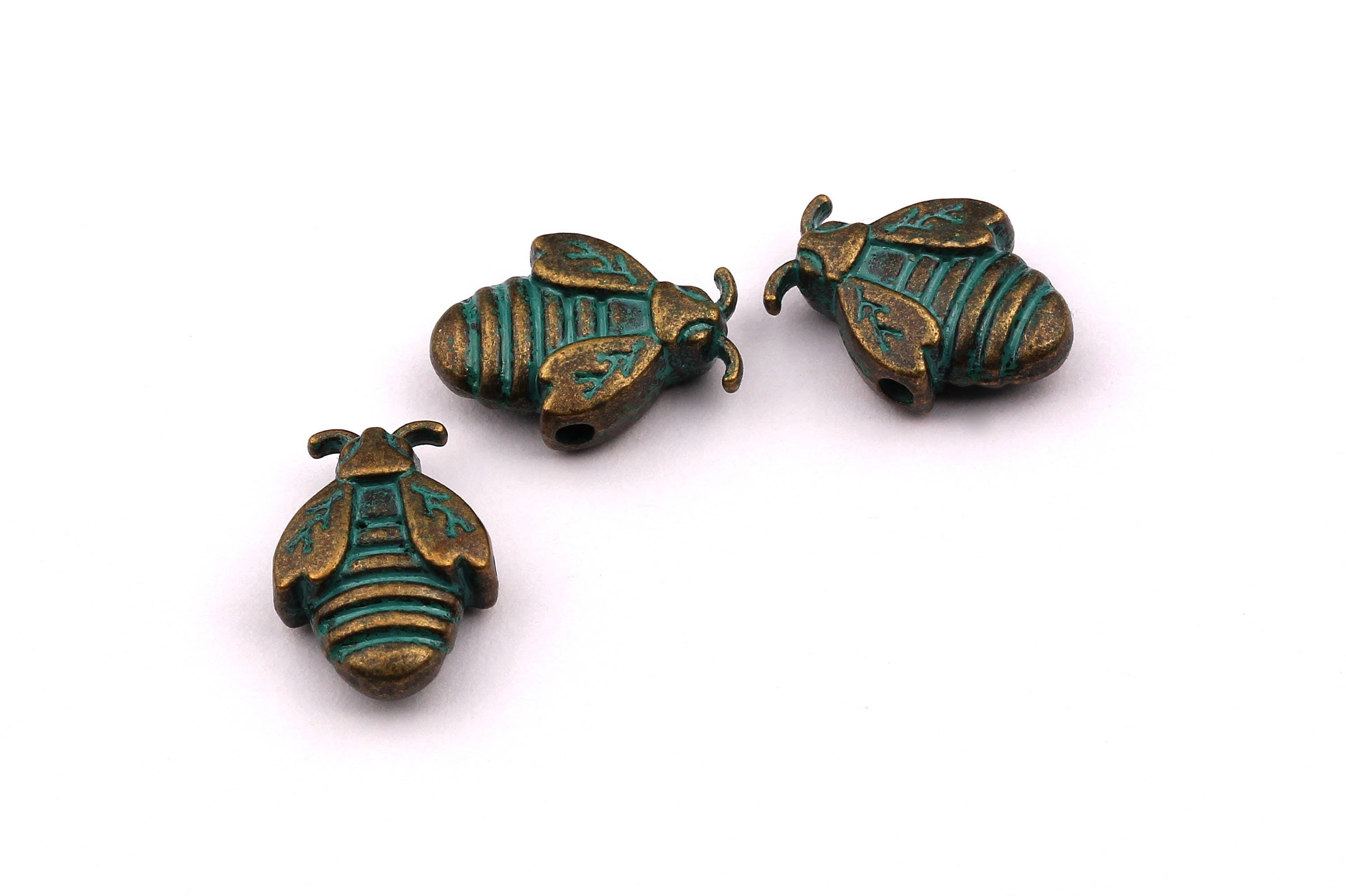 Faux Patina Beads - Bee Shaped - Alloy Charms - Antique Bronze Tone Necklace - Zinc Alloy Pendant - Jewelry Supplies - 14x10x5mm ZZ1120 - DOMEDBAZAAR