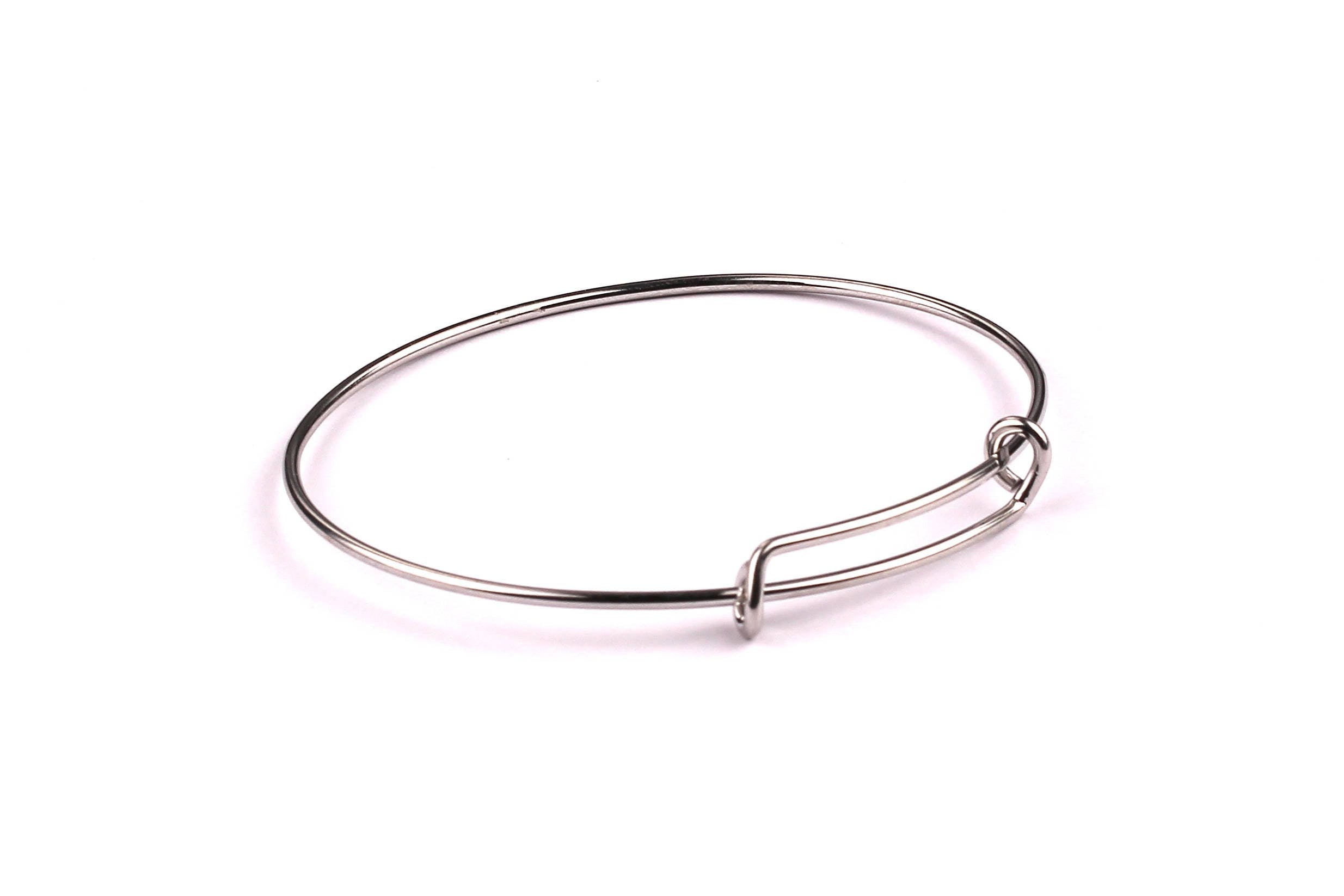 Adjustable Bangle Bracelet - Stainless Steel Bracelet - One  Loop - Expandable Wire Bangle For Charms - Jewelry Supplies - 65x1.6mm - SS1001 - DOMEDBAZAAR