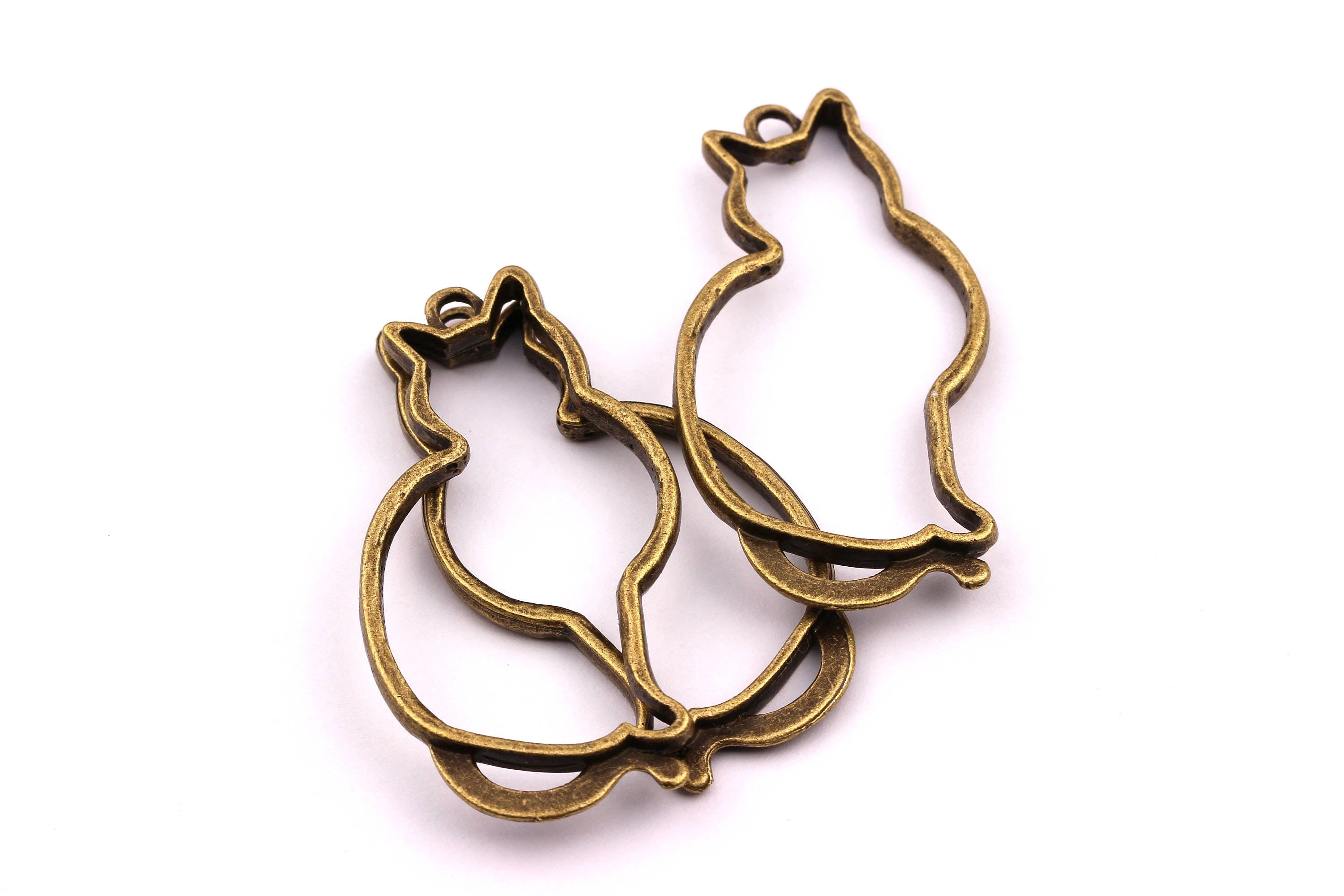 Zinc Alloy Pendant - Cat Shaped - Alloy Charms - Antique Bronze Tone Necklace - Zinc Alloy Beads - Jewelry Supplies - 48x25x3mm ZZ1123 - DOMEDBAZAAR