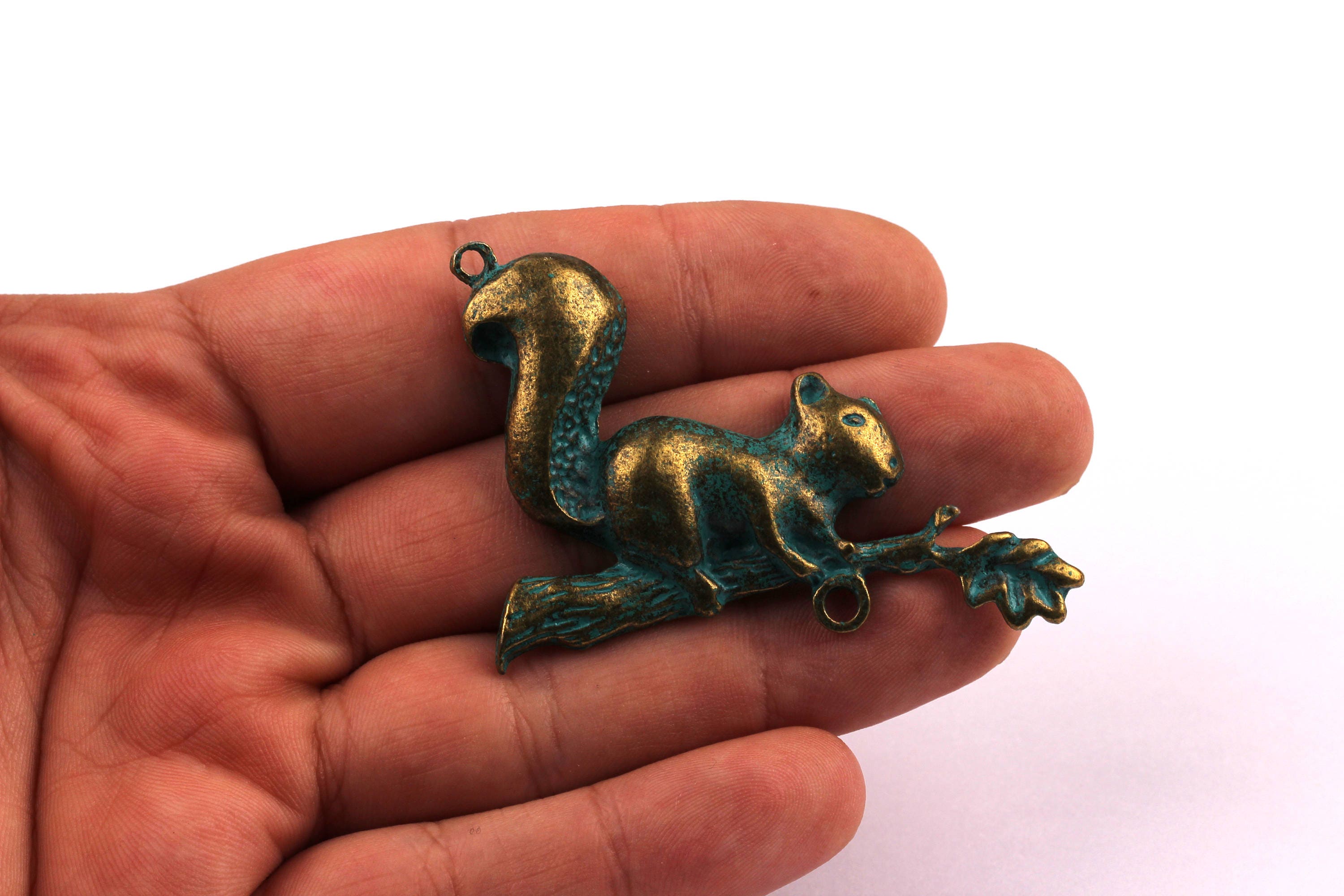 Faux Patina Pendant - Squirrel Shaped - Alloy Charms - Antique Bronze Tone Necklace - Zinc Alloy Beads - Jewelry Supplies - 50x35x3mm ZZ1010 - DOMEDBAZAAR