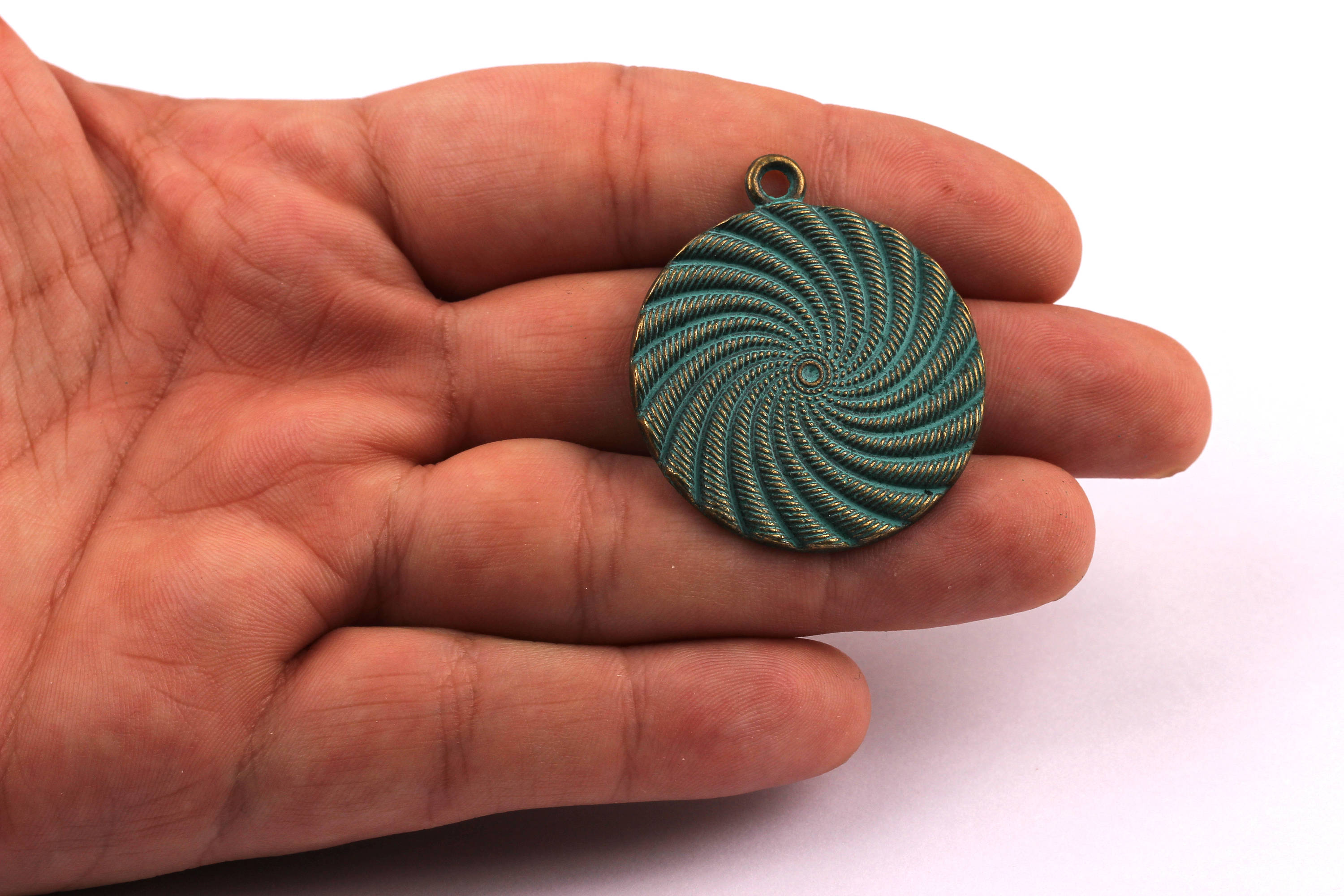 Faux Patina Pendant - Medal Shaped - Alloy Charms - Antique Bronze Tone Necklace - Zinc Alloy Beads - Jewelry Supplies - 35x2mm ZZ1033 - DOMEDBAZAAR