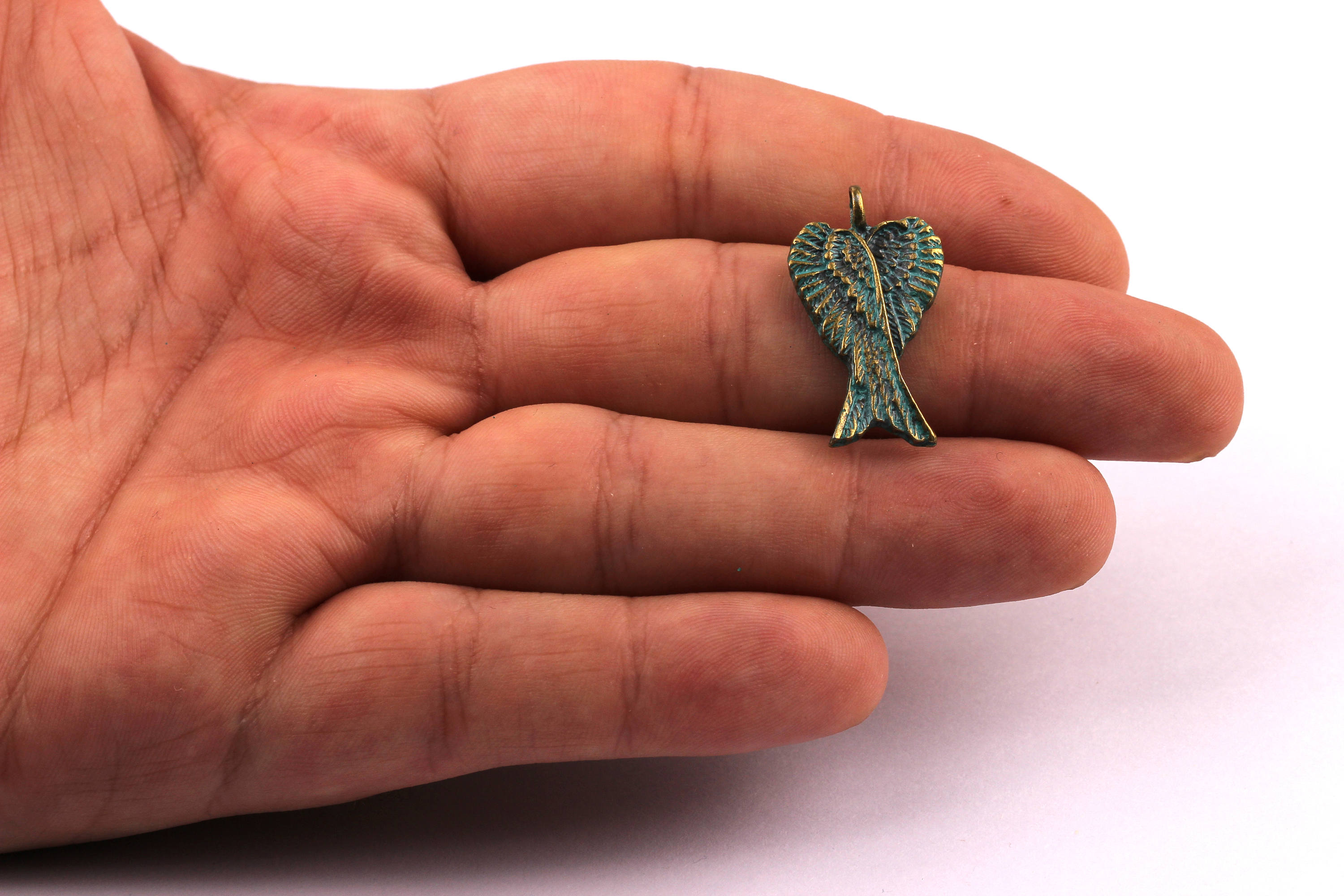 Faux Patina Pendant - Wings Shaped Alloy Charms - Antique Bronze Tone Necklace - Zinc Alloy Beads - Jewelry Supplies - 25x13x3mm ZZ1083 - DOMEDBAZAAR