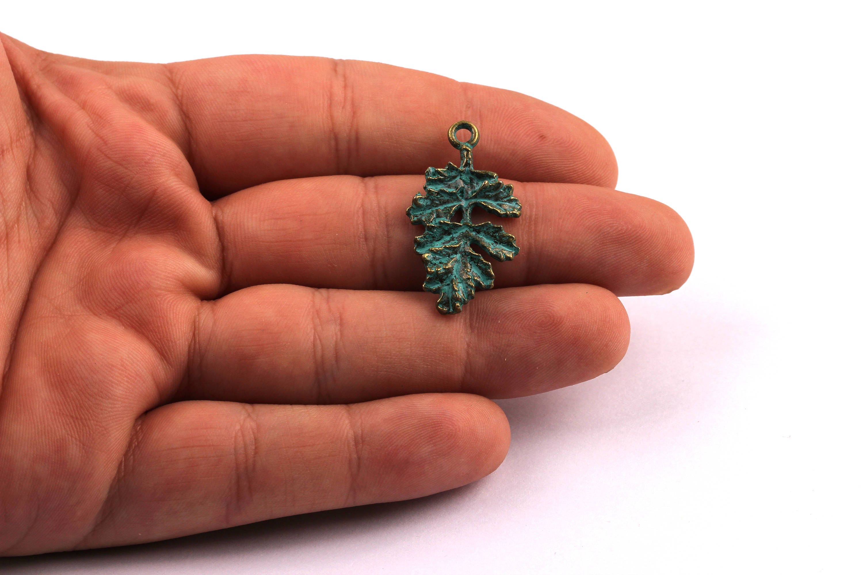 Faux Patina Pendant - Bough Shaped - Alloy Charms - Antique Bronze Tone Necklace - Zinc Alloy Beads - Jewelry Supplies - 30x18x2.5mm ZZ1102 - DOMEDBAZAAR