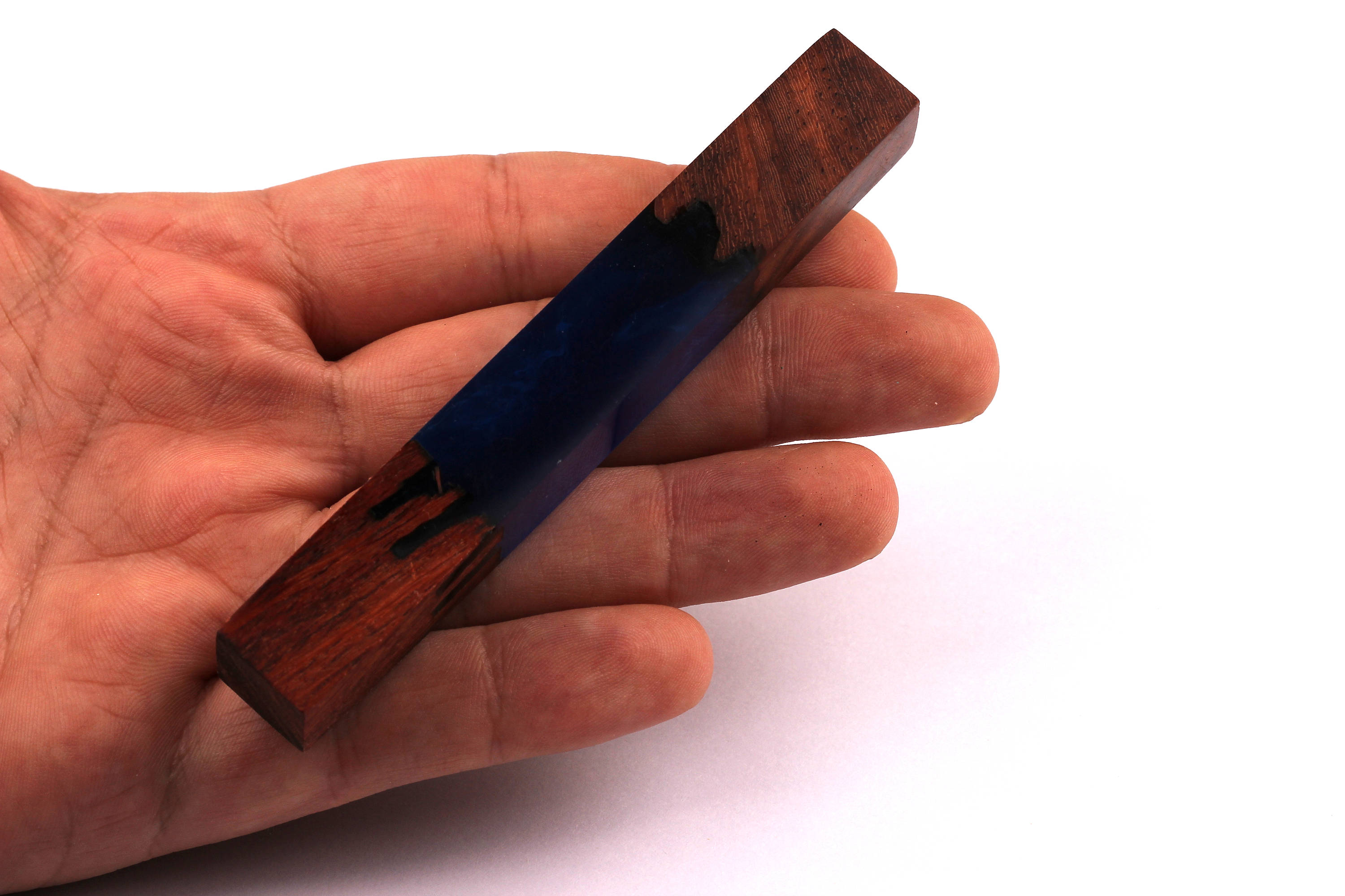 Wood Resin Pendant - Natural Podouk Wooden Charms - Blue Epoxy Resin Necklace - Jewelry Supplies - Wooden Beads - 101x14x14mm - BB1033DB - DOMEDBAZAAR