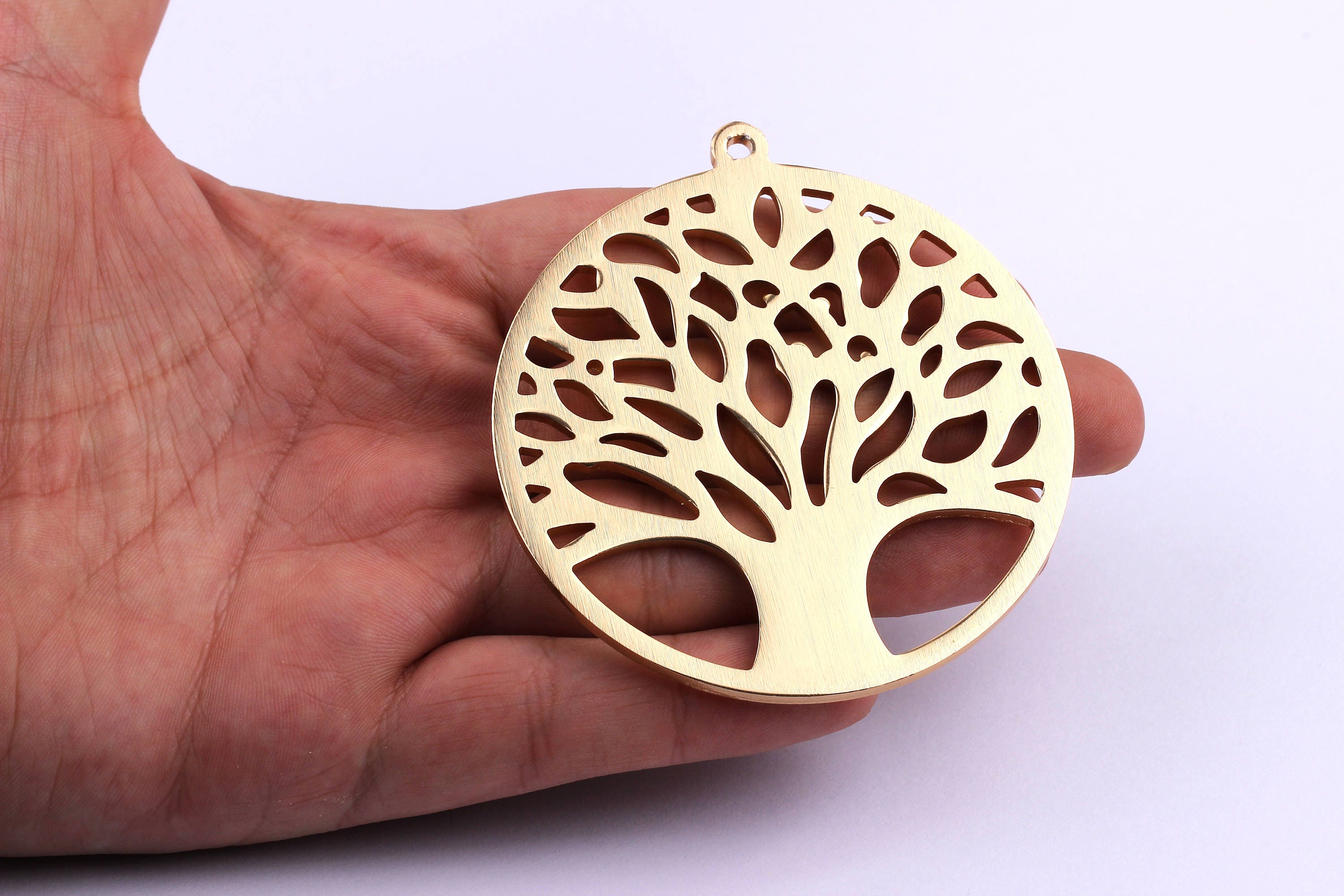 Aluminum Charms - Tree of Life Shaped Pendant - Anodized Aluminium Charms - Wall Decor - Gold Tone - 70x70x2.5mm - AA1003 - DOMEDBAZAAR