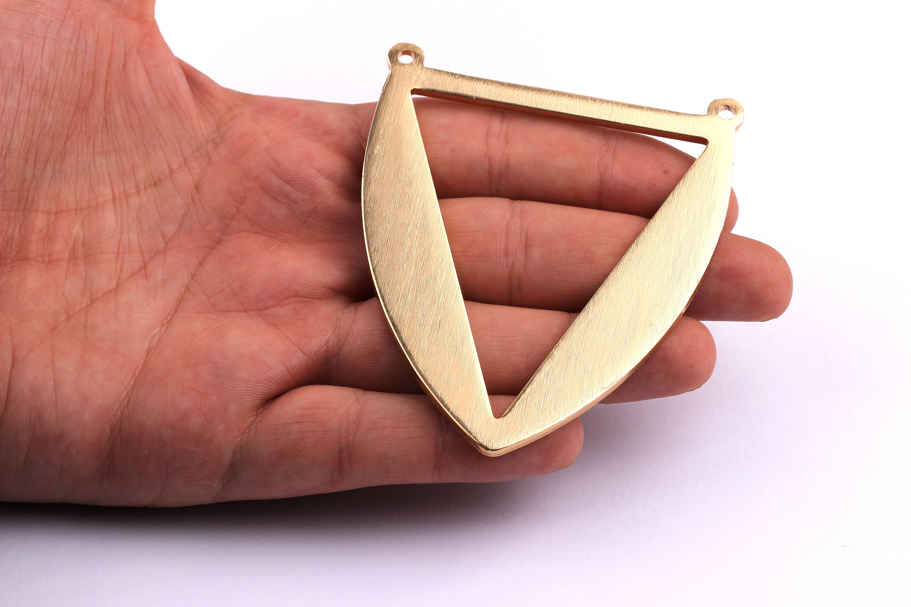 Aluminum Stamping Blank - Triangle Frame Shaped Pendant - Anodized Aluminium Charms - Wall Decor - Gold Tone - 75x65x2.5mm - AA1006 - DOMEDBAZAAR