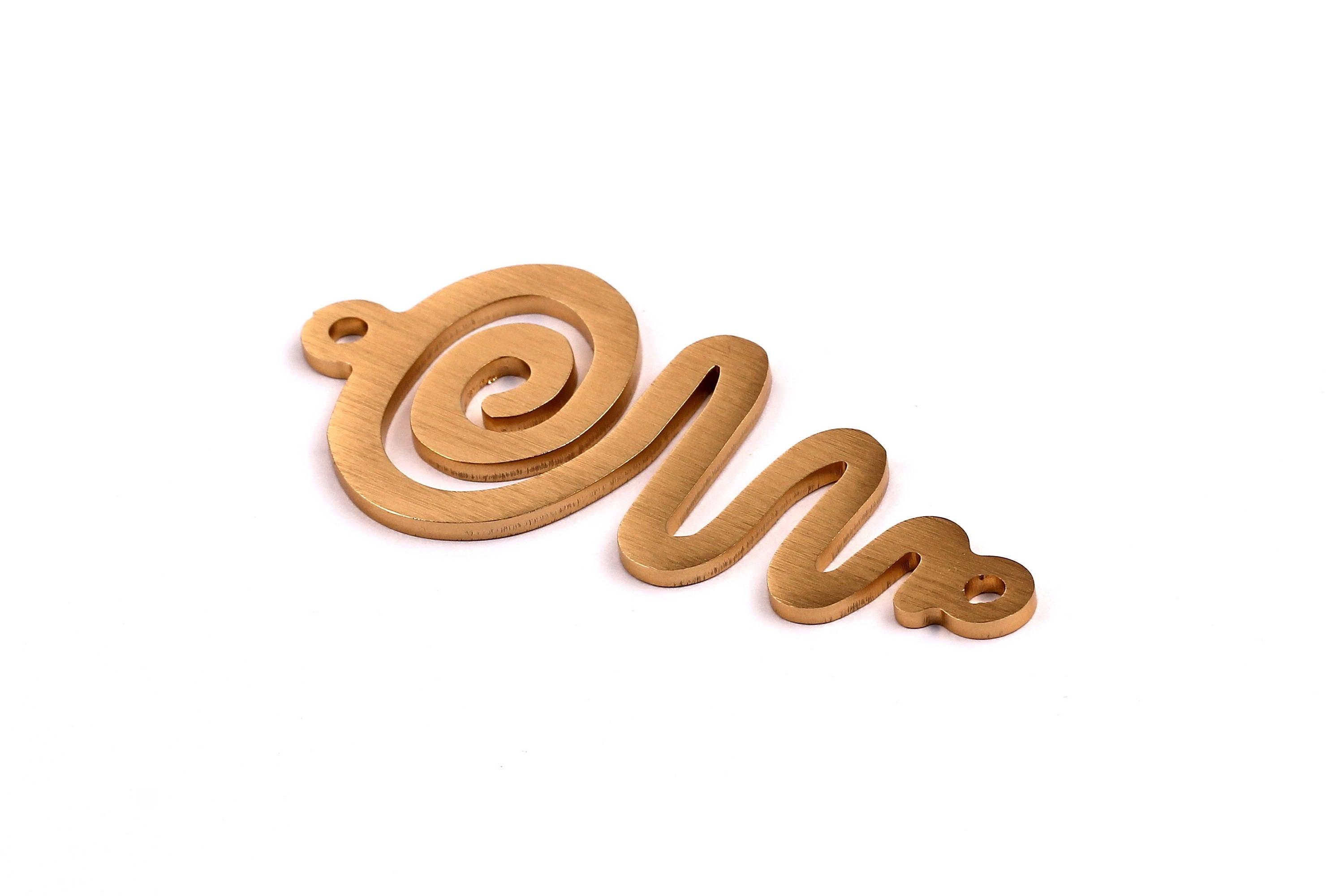 Aluminum Charms - Curled Pendant - Anodized Aluminium Charms - Wall Decor - Gold Tone - 70x31x2mm - AA1033 - DOMEDBAZAAR