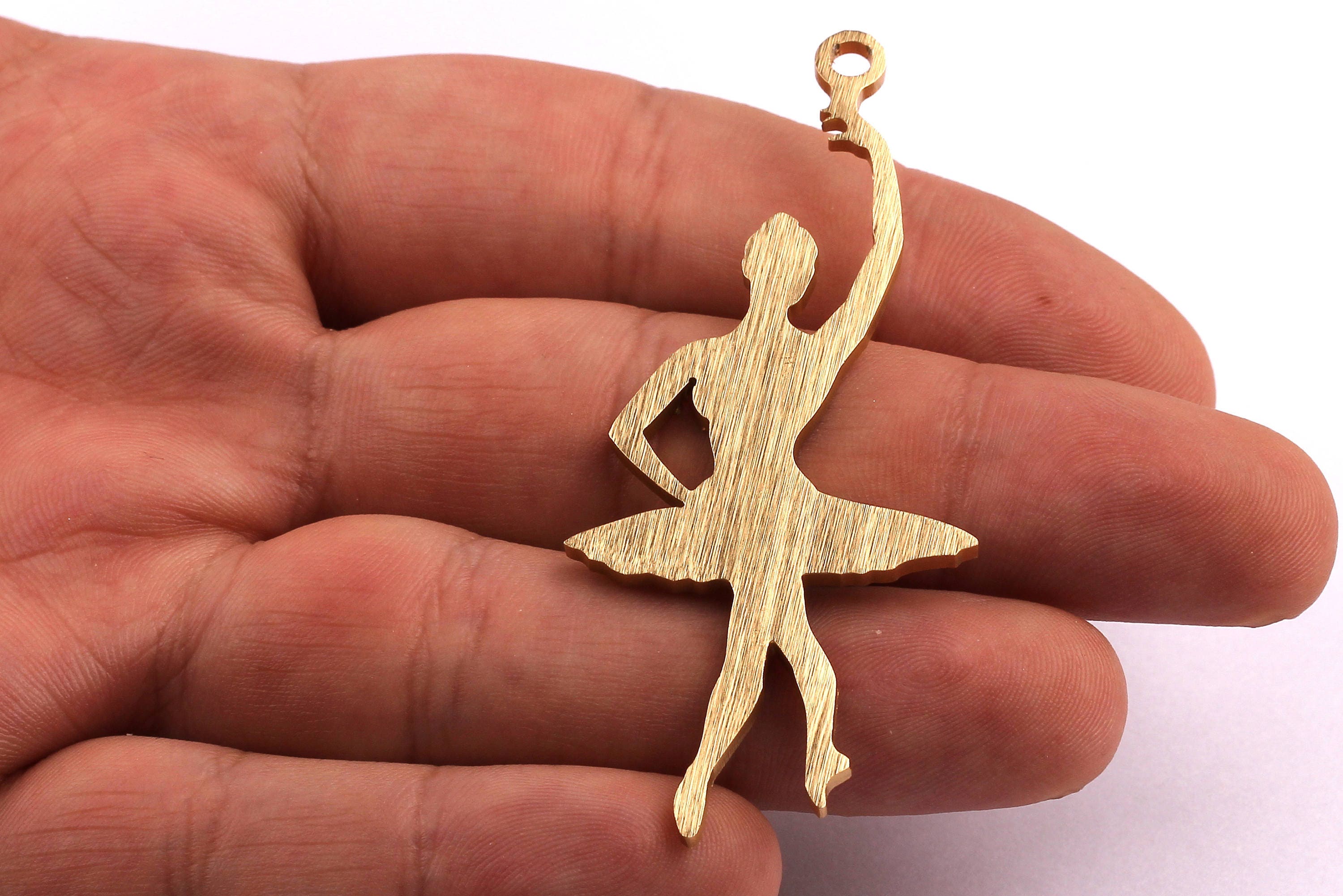 Aluminum Charms - Dancer Girl Shaped Pendant - Anodized Aluminium Charms - Wall Decor - Gold Tone - 66x29x2mm - AA1035 - DOMEDBAZAAR