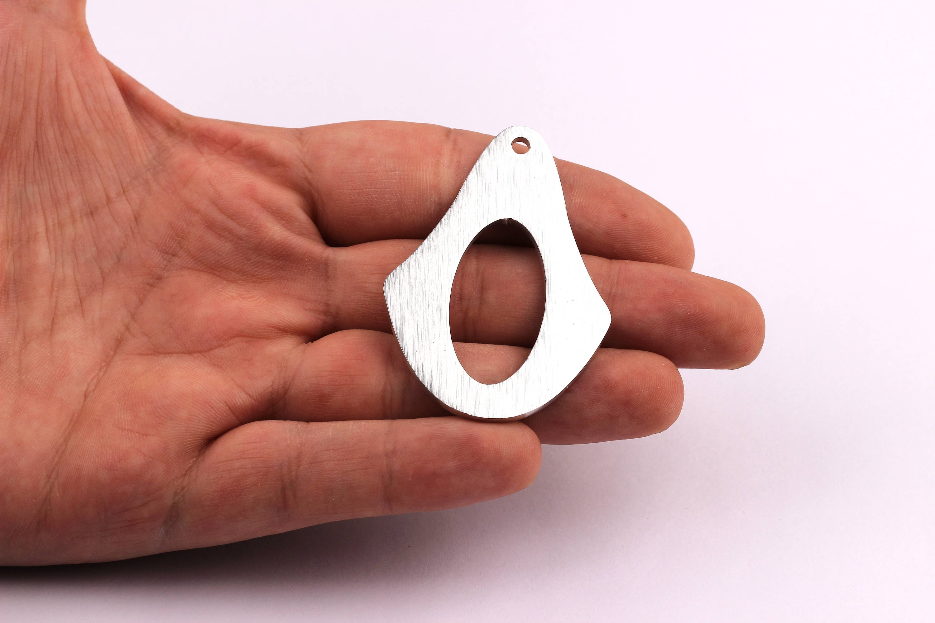 Aluminum Charms - Ellipse Hole Frame Shaped Pendant - Anodized Aluminium Charms - Wall Decor - Silver Tone -54x38x2mm - AA1058 - DOMEDBAZAAR