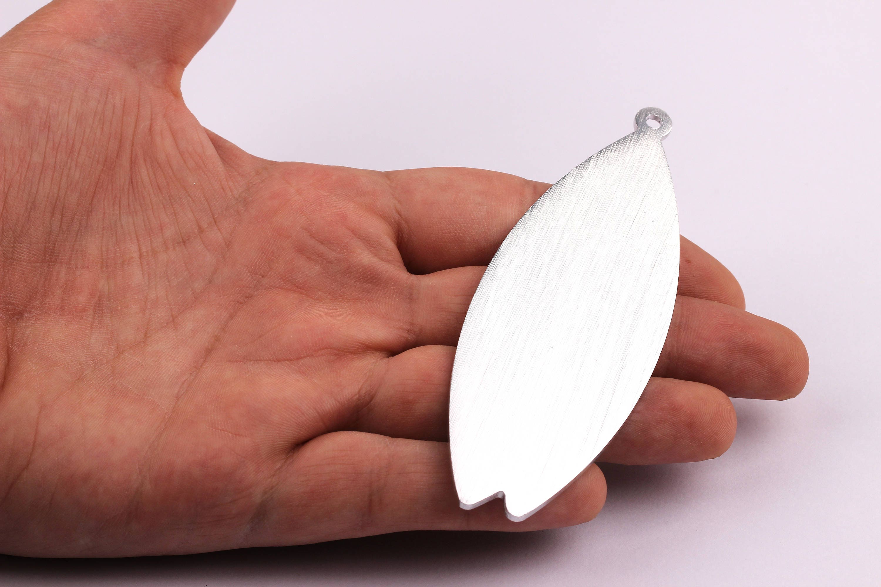Aluminum Stamping Blank - Leaf Shaped Pendant - Anodized Aluminium Charms - Wall Decor - Silver Tone - 97x35x2.5mm - AA1070 - DOMEDBAZAAR