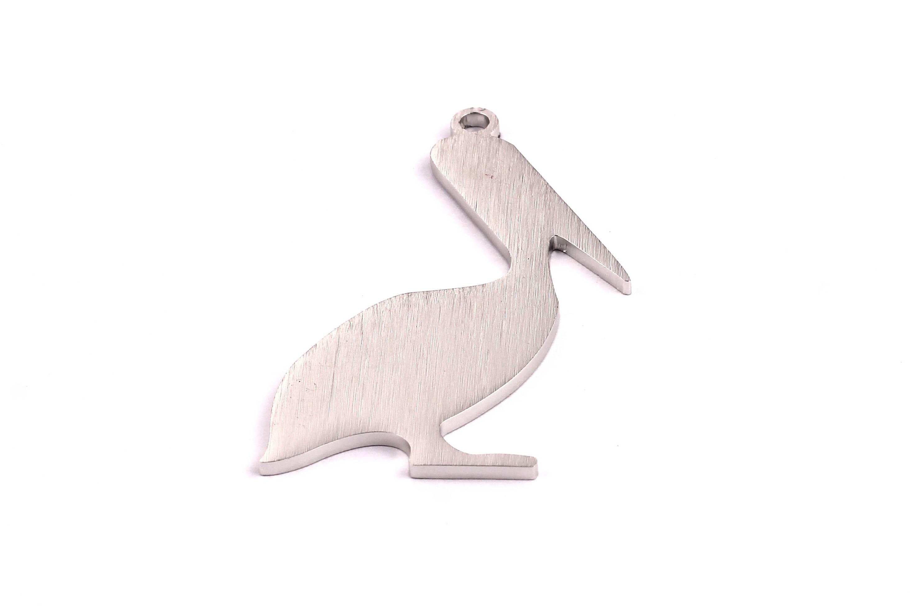 Aluminum Charms - Pelican Shaped Pendant - Anodized Aluminium Charms - Wall Decor - Silver Tone - 59x36x2mm - AA1072 - DOMEDBAZAAR