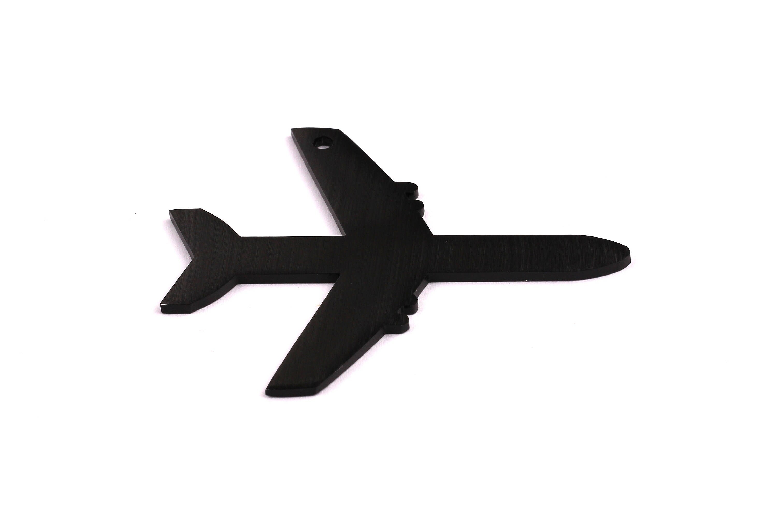 Aluminum Charms - Plane Shaped Pendant - Anodized Aluminium Charms - Wall Decor - Black Tone - 62x70x2mm - AA1095 - DOMEDBAZAAR