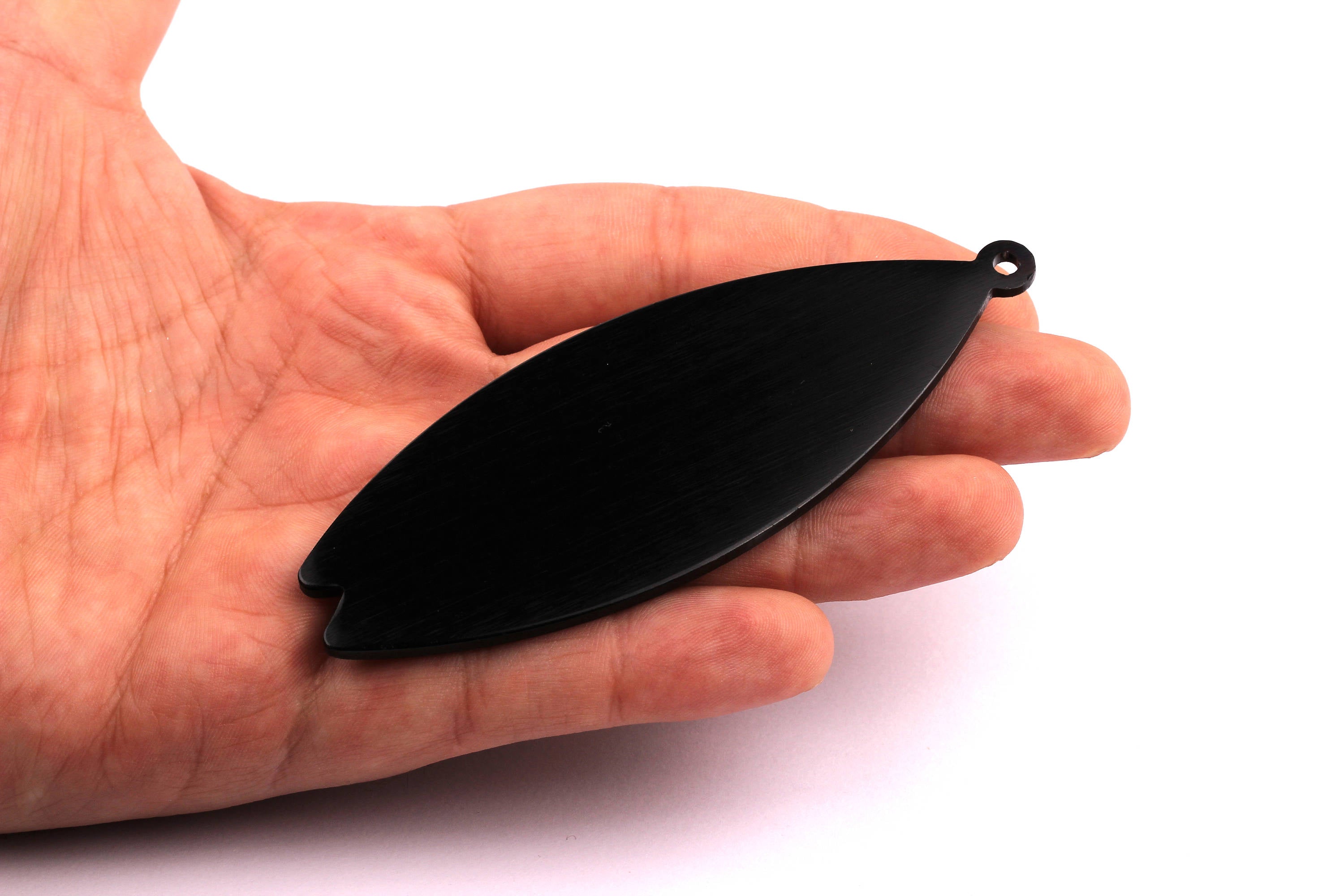 Aluminum Stamping Blank - Leaf Shaped Pendant - Anodized Aluminium Charms - Wall Decor - Black Tone - 97x35x2.5mm - AA1111 - DOMEDBAZAAR
