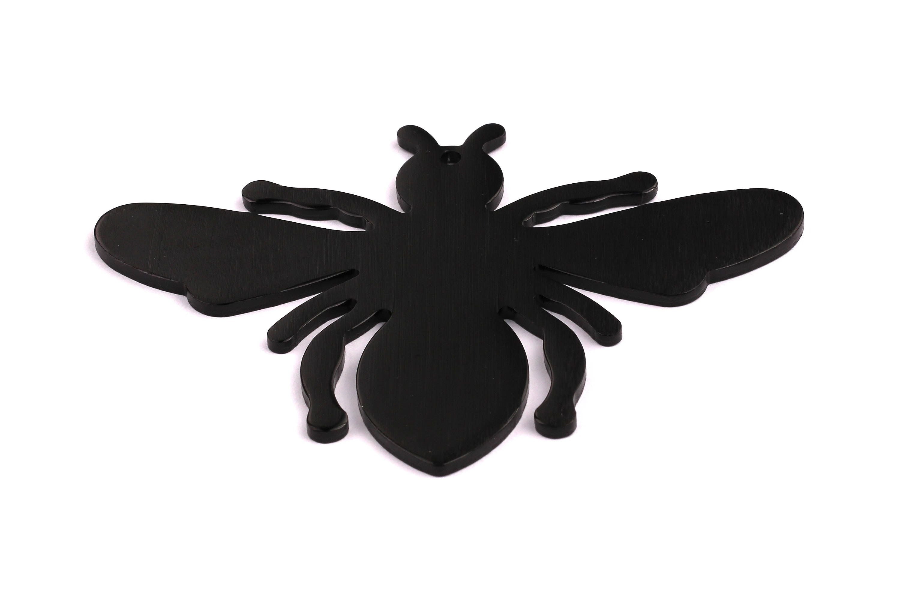 Aluminum Charms - Bumblebee Shaped Pendant - Anodized Aluminium Charms - Wall Decor - Black Tone - 75x101x2.5mm - AA1123 - DOMEDBAZAAR