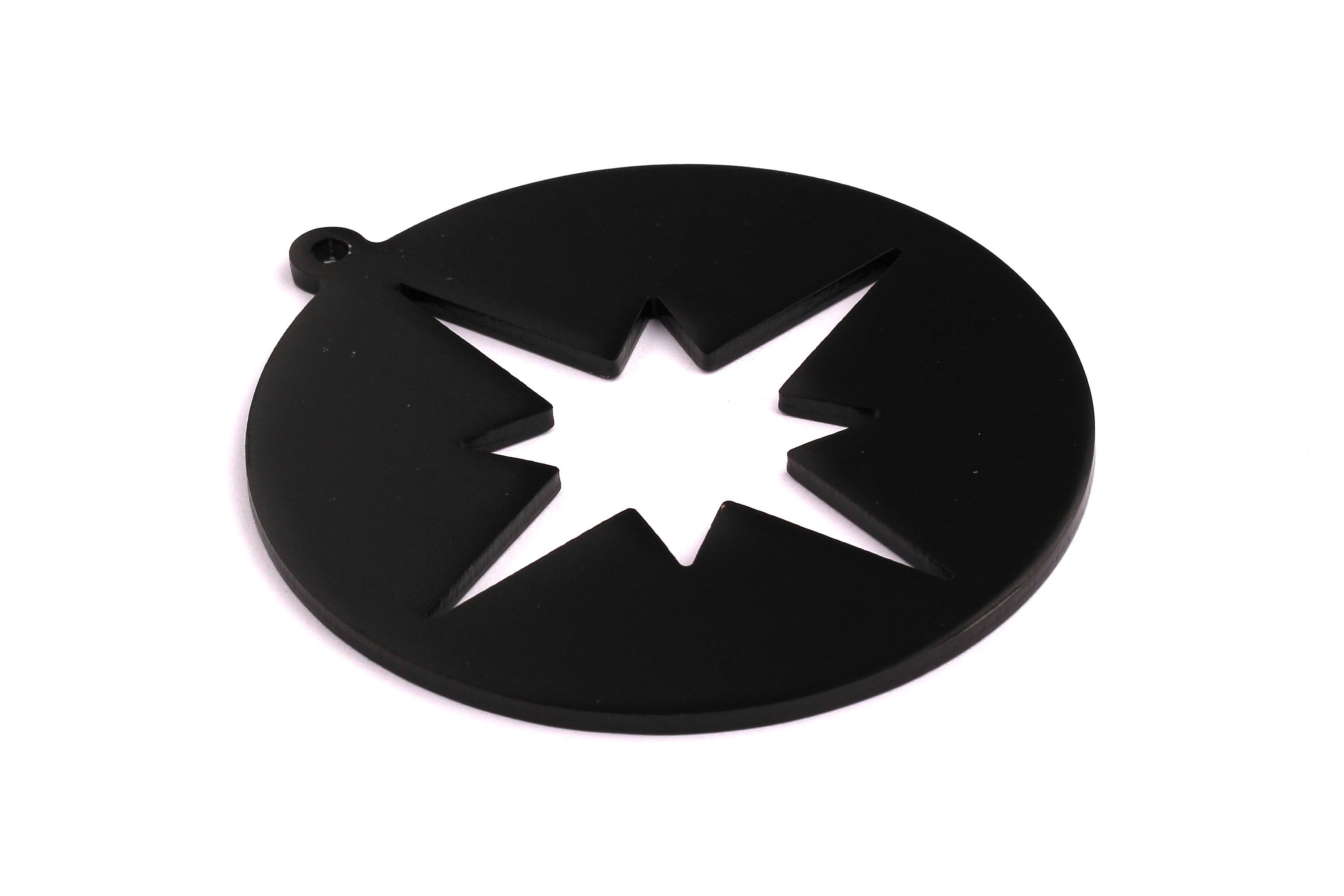 Aluminum Charms - Circle Pendant - Anodized Aluminium Charms - Wall Decor - Black Tone - 69x69x2.5mm - AA1128 - DOMEDBAZAAR
