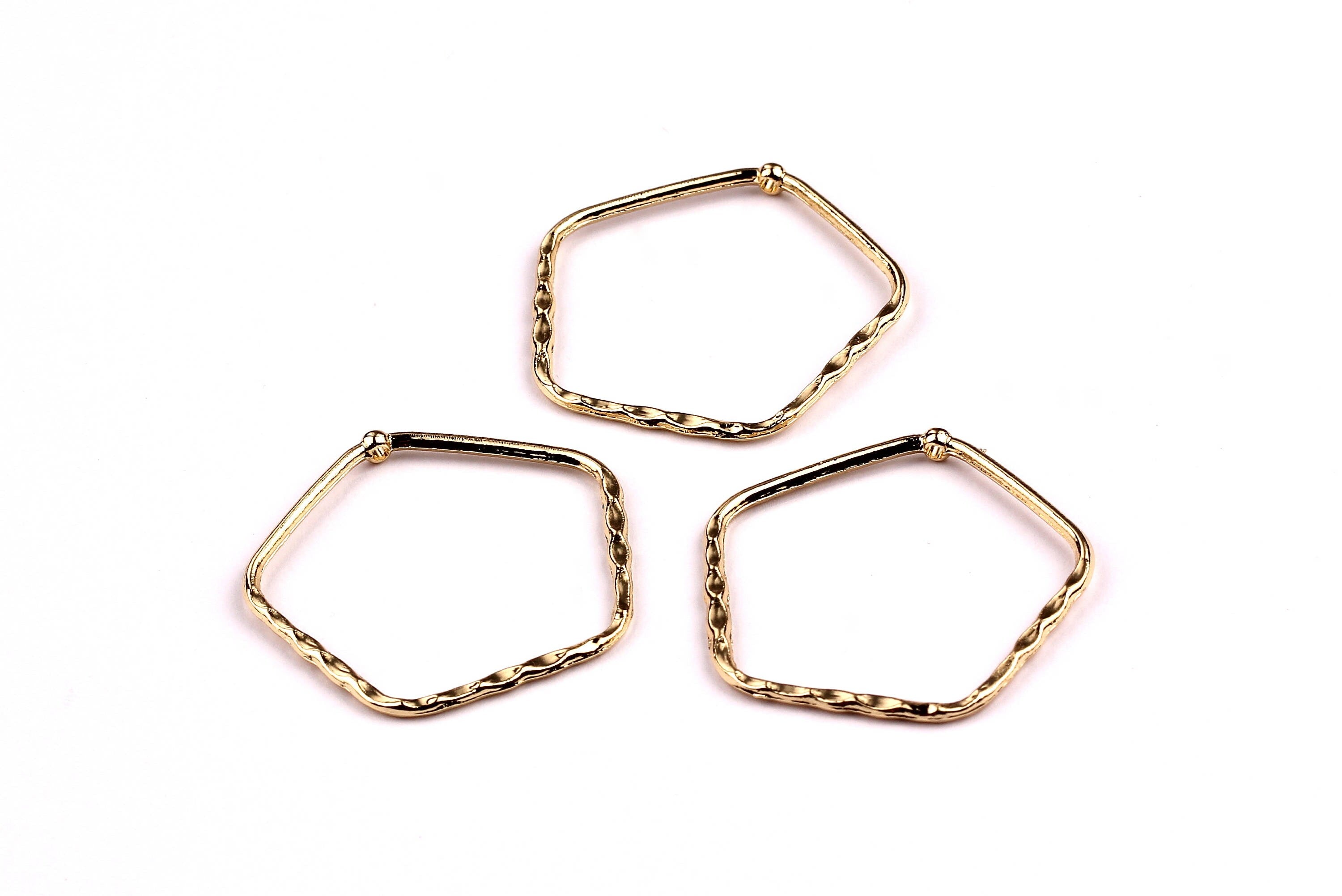 Pentagon Shaped Charms- Zinc Alloy Earring Findings - Gold Tone - Alloy Pendant for Necklace - Jewelry Supplies - 34x34x1.6mm - ZZ1152 - DOMEDBAZAAR