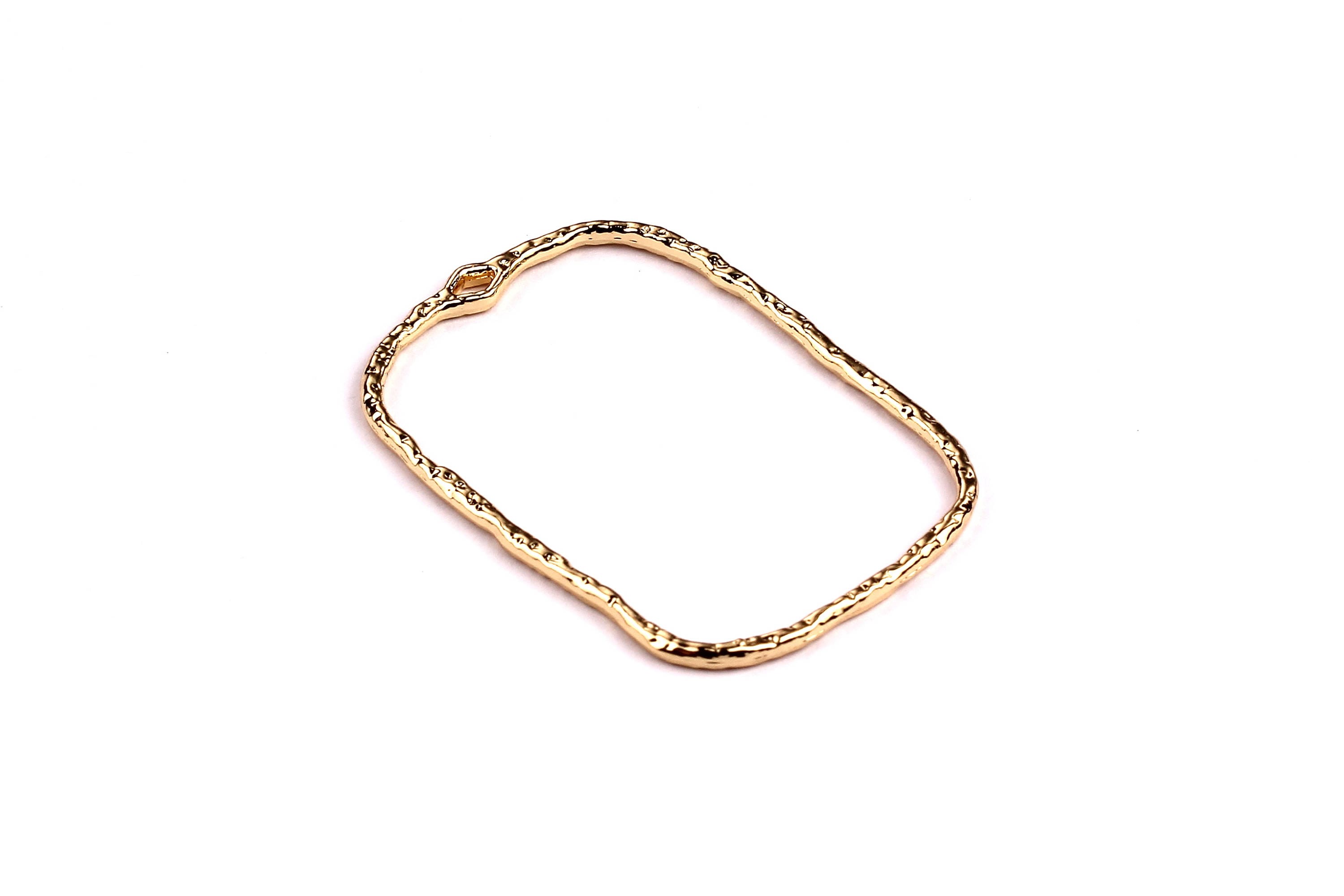Frame Shaped Charms- Zinc Alloy Earring Findings - Gold Tone - Alloy Pendant for Necklace - Jewelry Supplies - 46x32x1.6mm - ZZ1157 - DOMEDBAZAAR