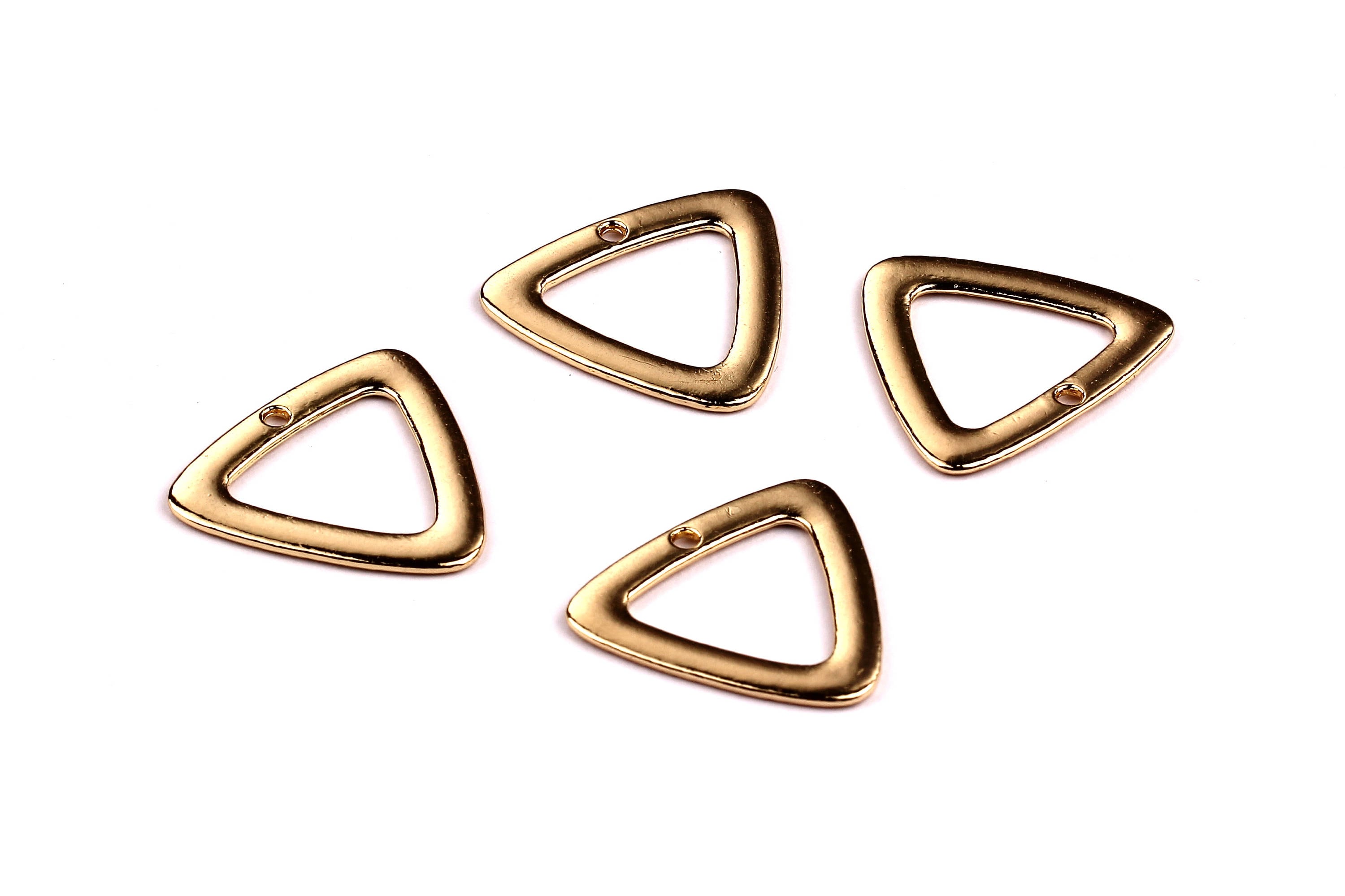 Triangle Shaped Charms- Zinc Alloy Earring Findings - Gold Tone - Alloy Pendant for Necklace - Jewelry Supplies - 25x26x1.4mm - ZZ1163 - DOMEDBAZAAR