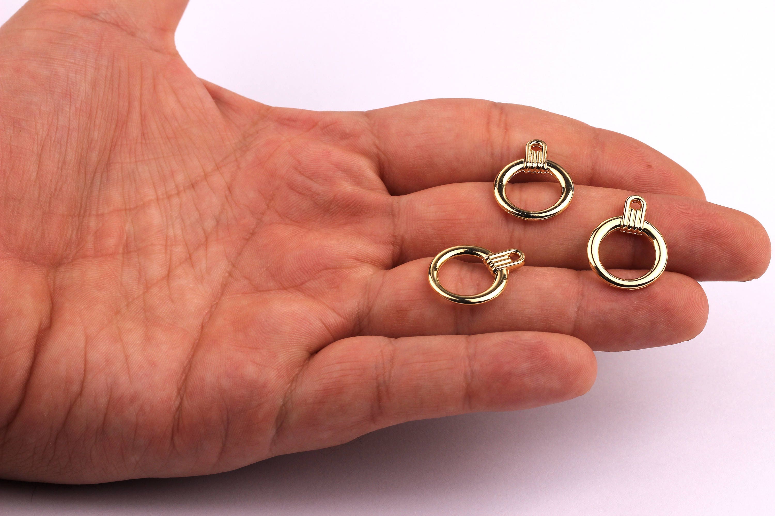 Zinc Alloy Earring Charms - Circle Shaped Charms -  Gold Tone - Alloy Pendant for Necklace - Jewelry Supplies - 19x15x2.9mm - ZZ1165 - DOMEDBAZAAR