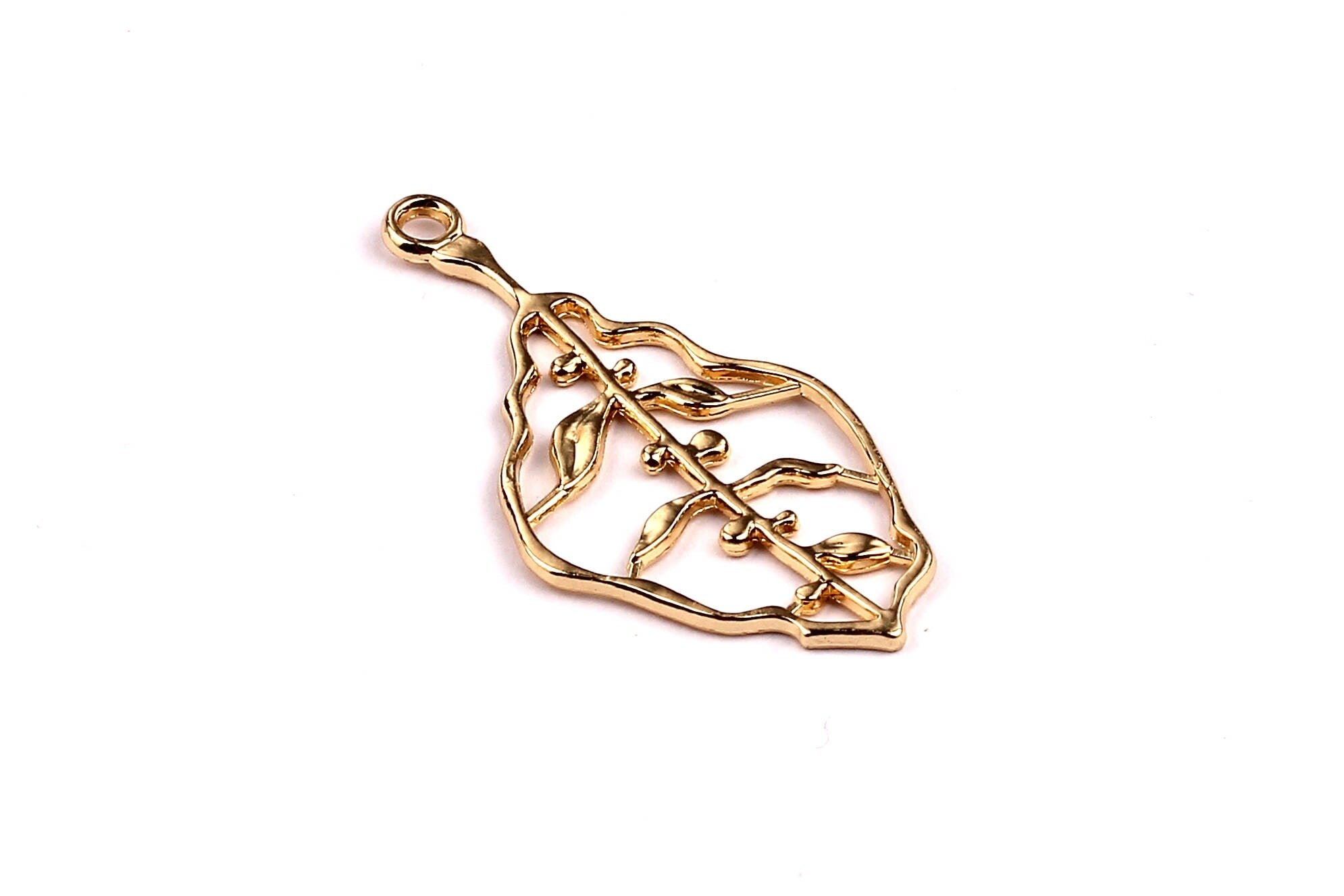 Leaf Shaped Charms- Zinc Alloy Earring Findings - Gold Tone - Alloy Pendant for Necklace - Jewelry Supplies - 38x18x1.1mm - ZZ1175 - DOMEDBAZAAR