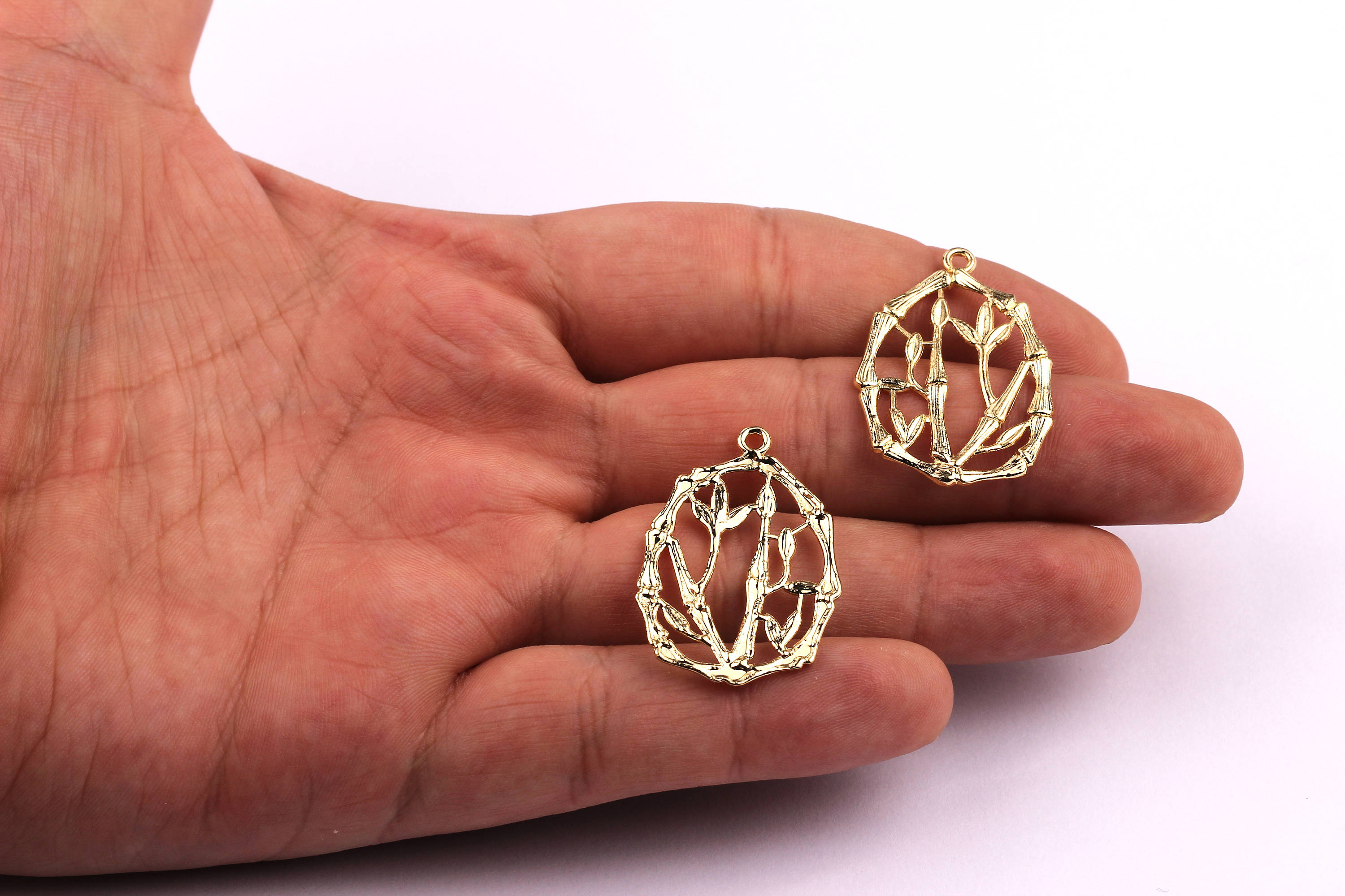 Bough Frame Shaped Charms- Zinc Alloy Earring Findings - Gold Tone - Alloy Pendant for Necklace - Jewelry Supplies - 35x21x1.8mm - ZZ1177 - DOMEDBAZAAR