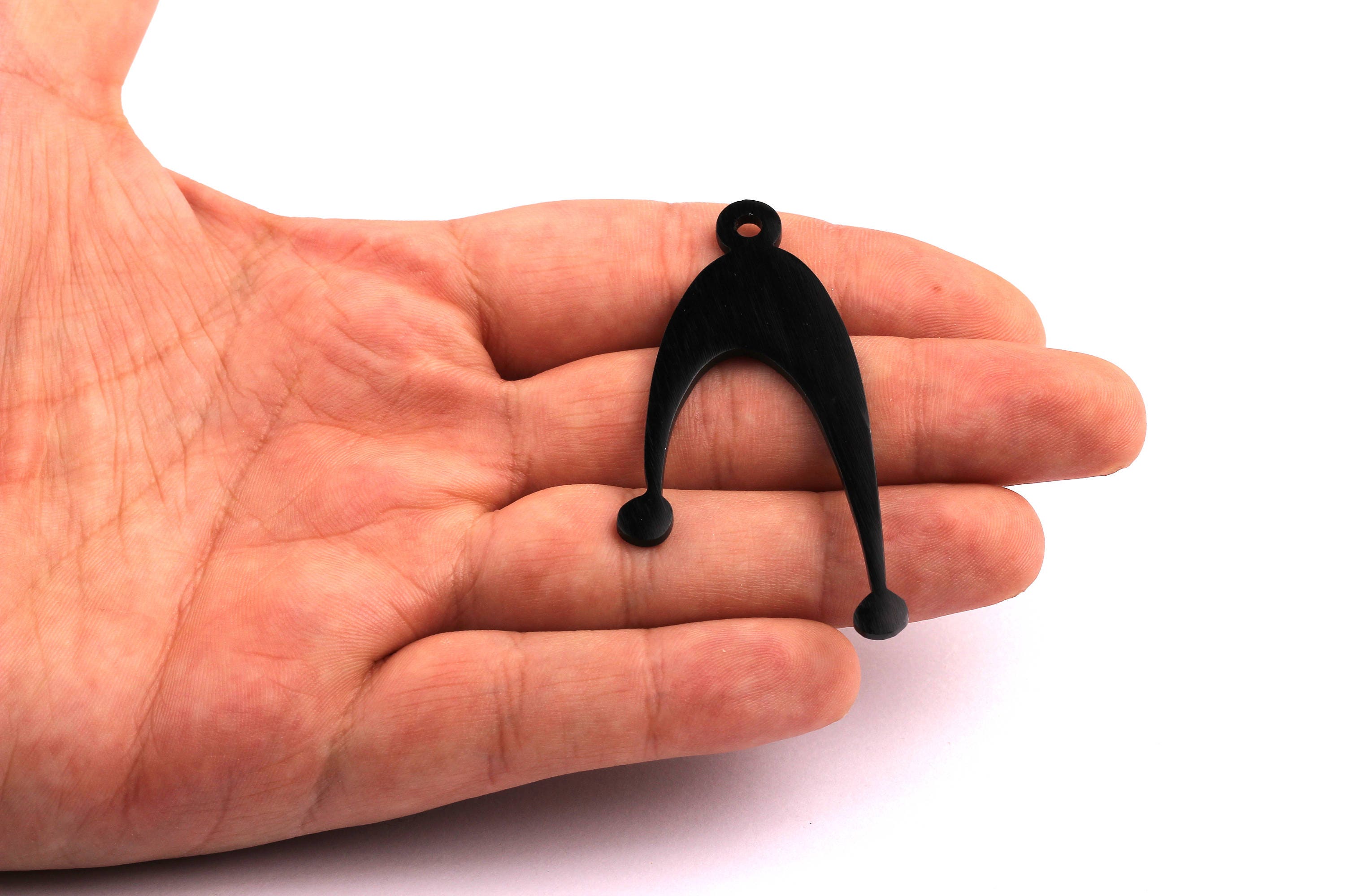 Aluminum Charms - U Shaped Pendant - Anodized Aluminium Charms - Wall Decor - Black Tone - 60x35x2mm - AA1114 - DOMEDBAZAAR