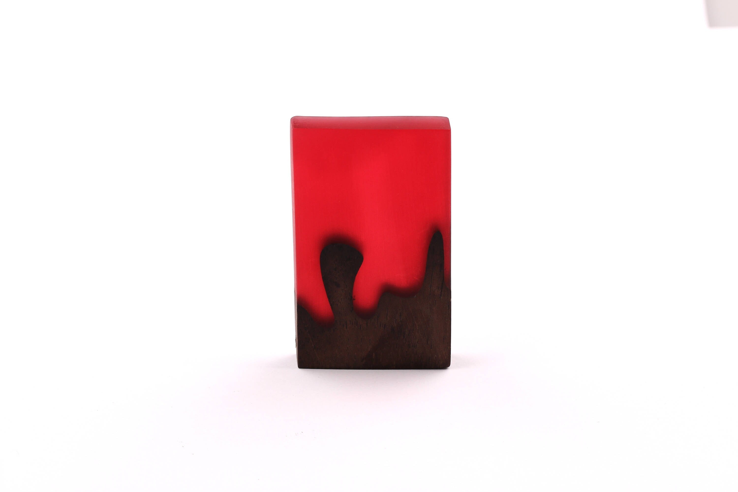Wood Resin Pendant - Natural Monzo Wooden Charms - Red Epoxy Resin Necklace - Jewelry Supplies - Rectangle Shaped - 70x40x8mm - BB1001R - DOMEDBAZAAR