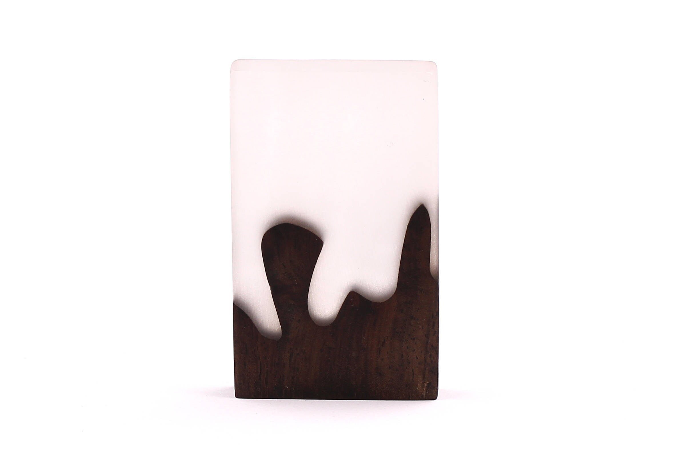 Wood Resin Pendant - Natural Monzo Wooden Charms - White Epoxy Resin Necklace - Jewelry Supplies - Rectangle Shaped - 70x40x8mm - BB1001W - DOMEDBAZAAR