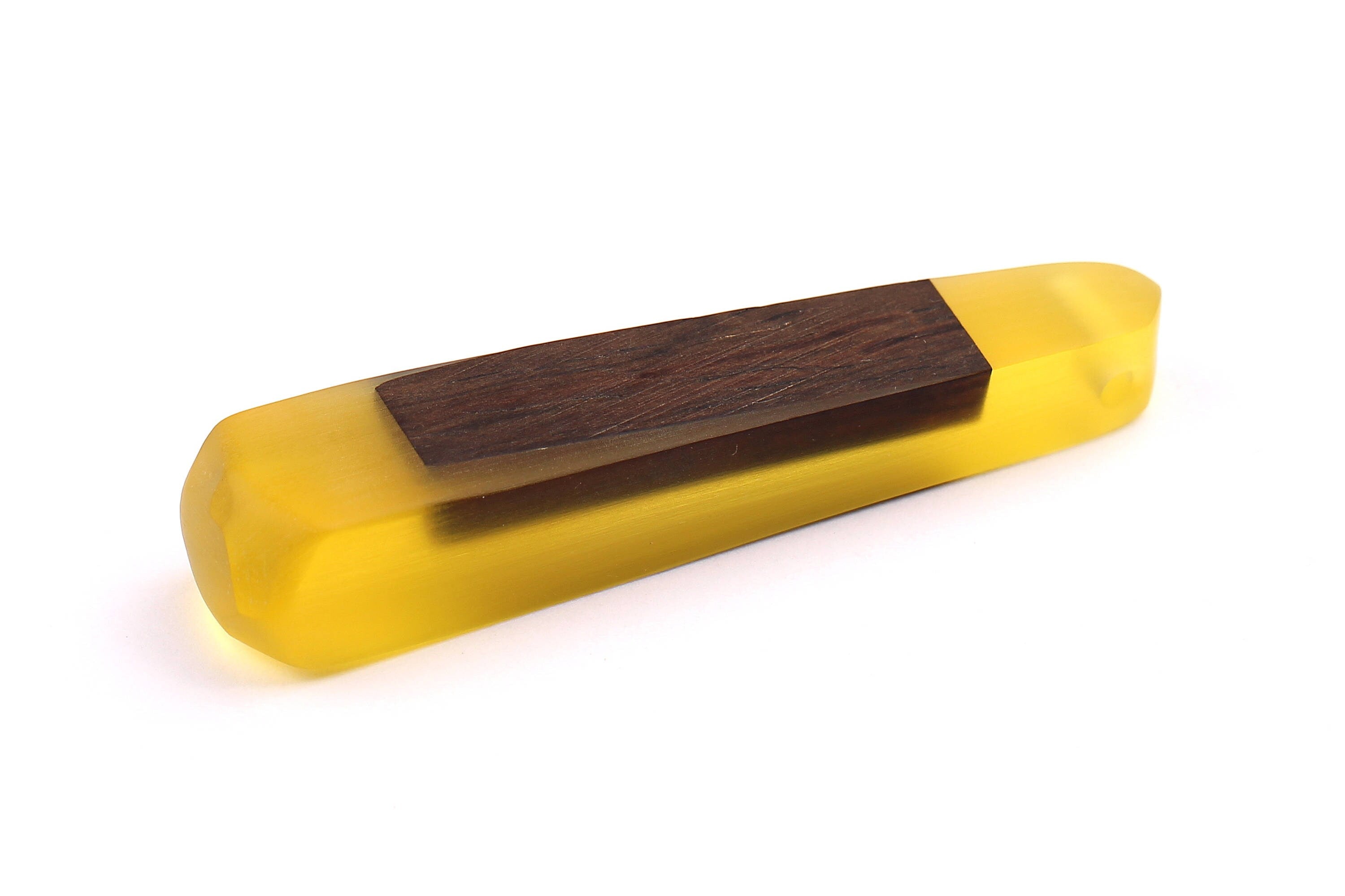 Wood Resin Pendant - Natural Monzo Wooden Charms - Yellow Epoxy Resin Necklace - Jewelry Supplies - Wooden Beads - 73x15x12mm - BB1003Y - DOMEDBAZAAR