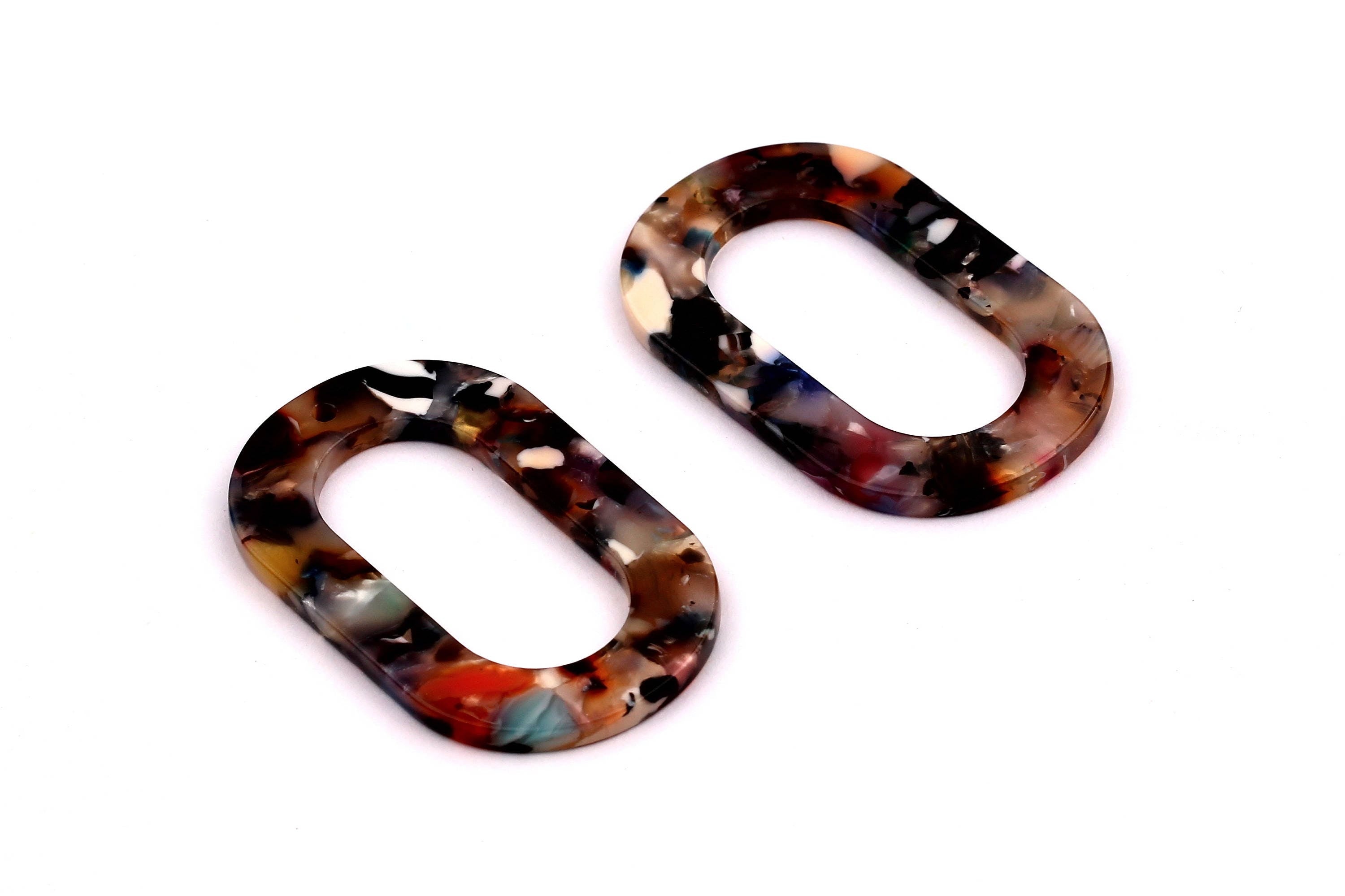 Acetate Oval Earring Charms - Acrylic  Oval Shaped Pendant - Earring Findings - Jewelry Supplies - 44x27x2.5mm - AC1003A1 - DOMEDBAZAAR