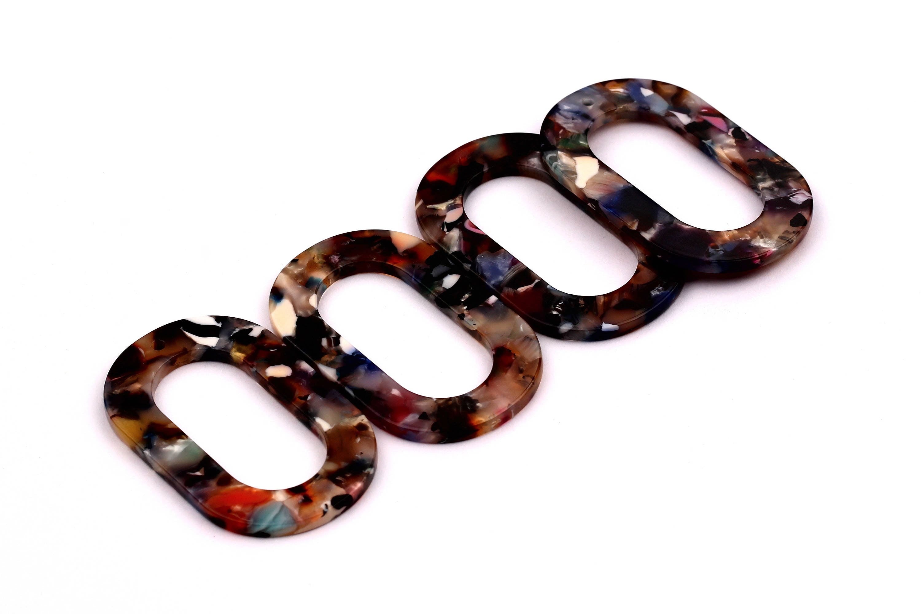 Acetate Oval Earring Charms - Acrylic  Oval Shaped Pendant - Earring Findings - Jewelry Supplies - 44x27x2.5mm - AC1003A1 - DOMEDBAZAAR