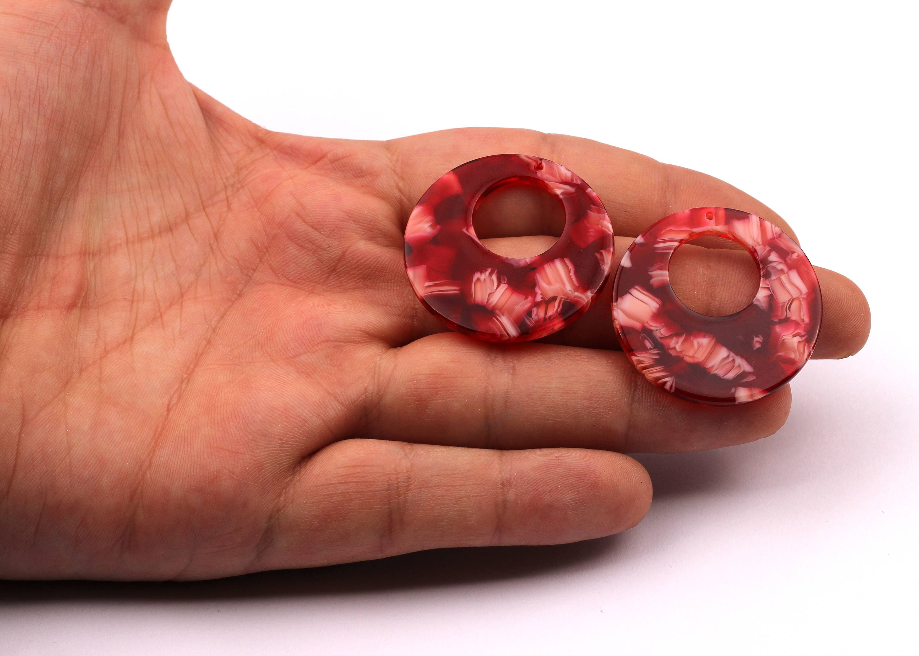 Acetate Circle Charms - Circle Earrings and Pendant - Earring Findings - Jewelry Supplies - Color Code: A29 - 34x2.6mm - AC1005D - DOMEDBAZAAR