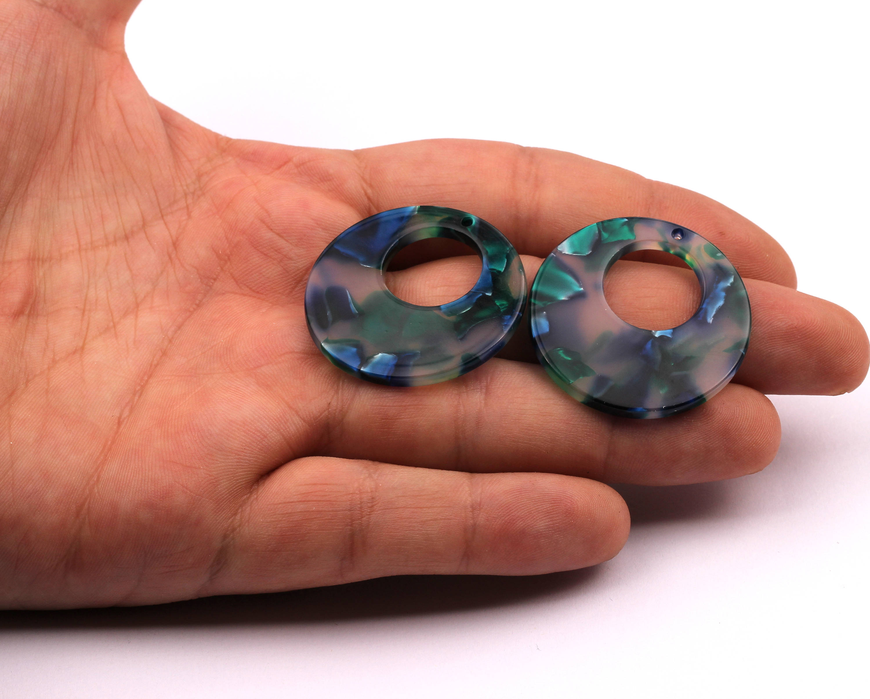 Acetate Circle Charms - Circle Earrings and Pendant - Earring Findings - Jewelry Supplies - Color Code: A18 - 34x2.6mm - AC1005A - DOMEDBAZAAR