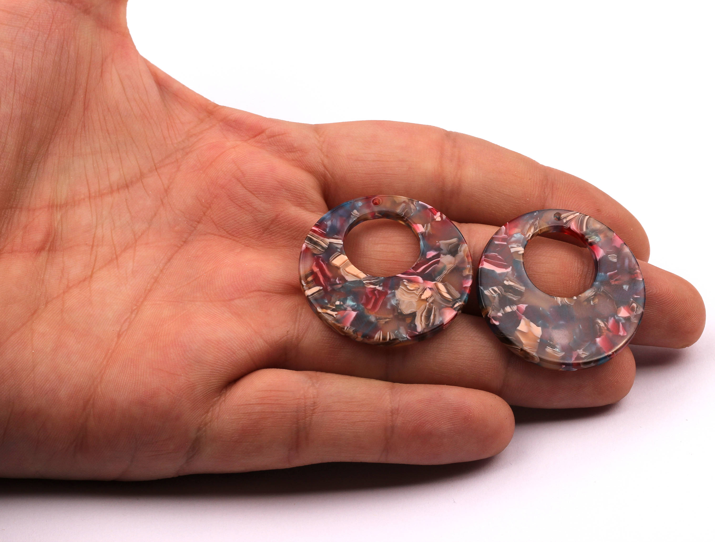 Acetate Circle Charms - Circle Earrings and Pendant - Earring Findings - Jewelry Supplies - Jewelry Supplies - 34x2.6mm - AC1005B - DOMEDBAZAAR